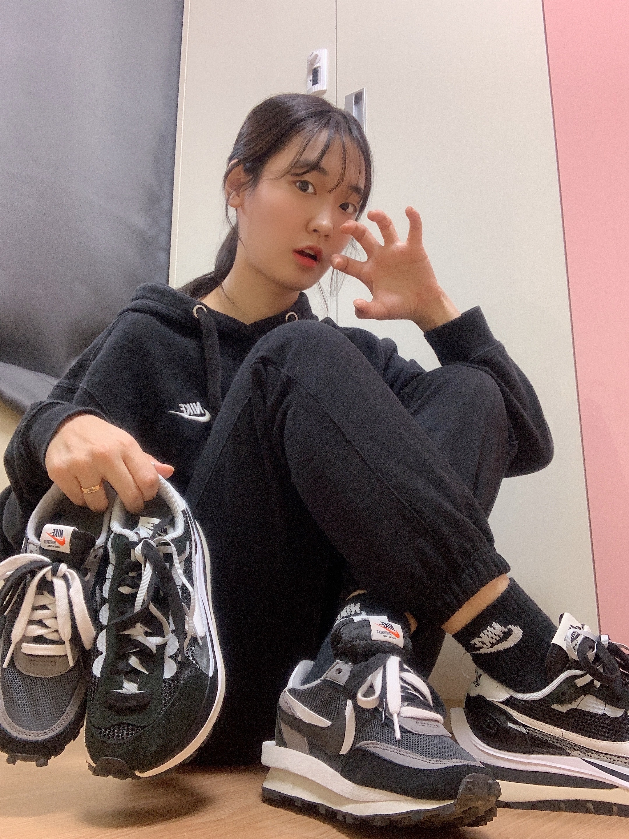 Nike x Sacai VaporWaffle Black White, Nike x Sacai LDWaffle Black 착용 스타일