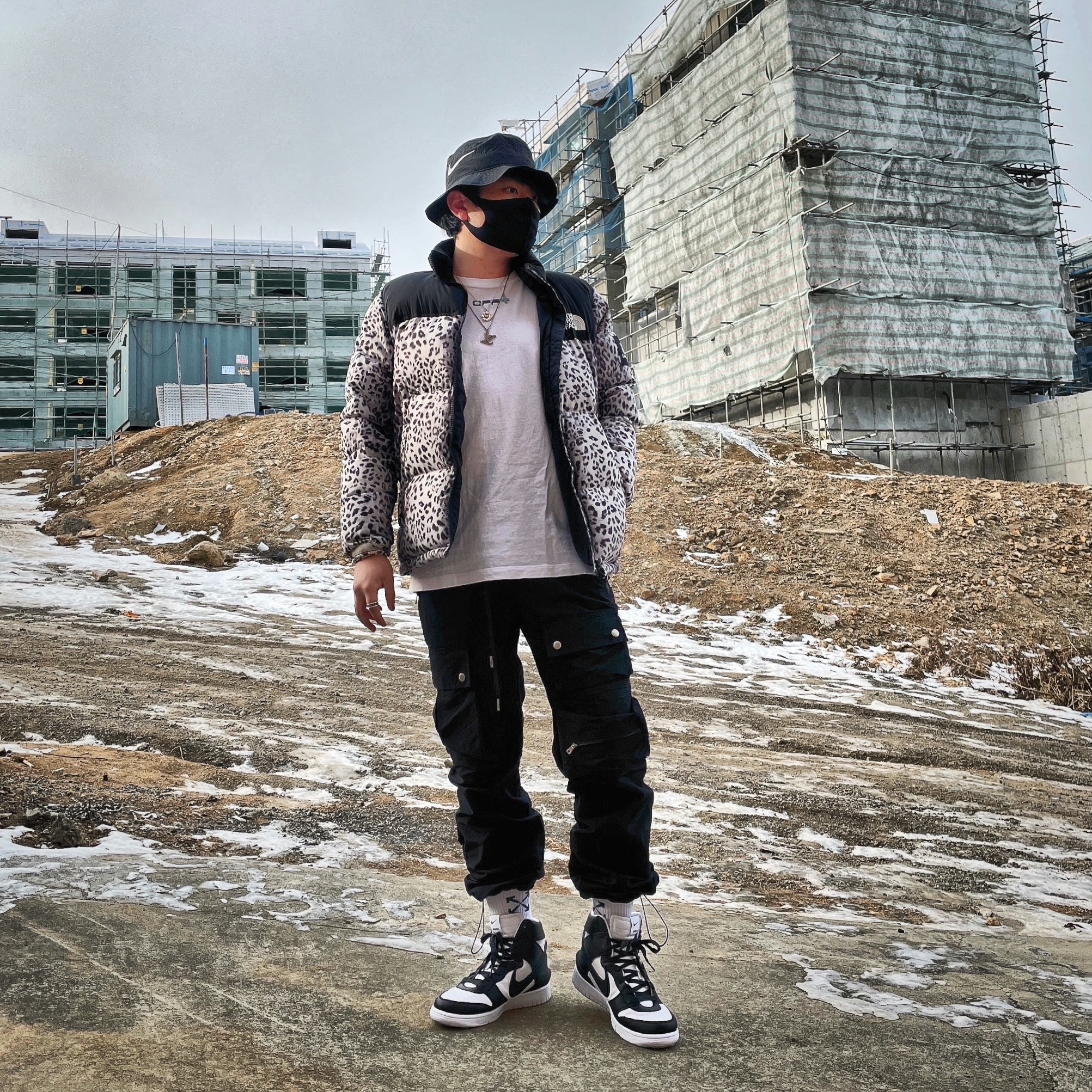 Nike x Ambush Dunk High Black, Nike x Stussy Bucket Hat Black 착용 스타일 - 2