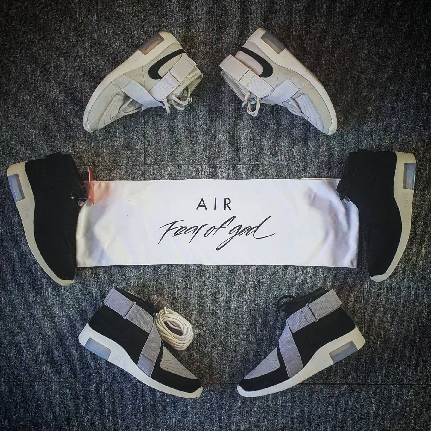 Nike x Fear of God Air Fear of God Raid Light Bone, Nike x Fear of God Air Fear of God Raid Black 착용 스타일