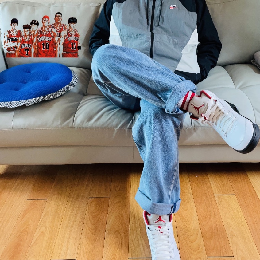 Jordan 5 Retro Fire Red Silver Tongue 2020 착용 스타일