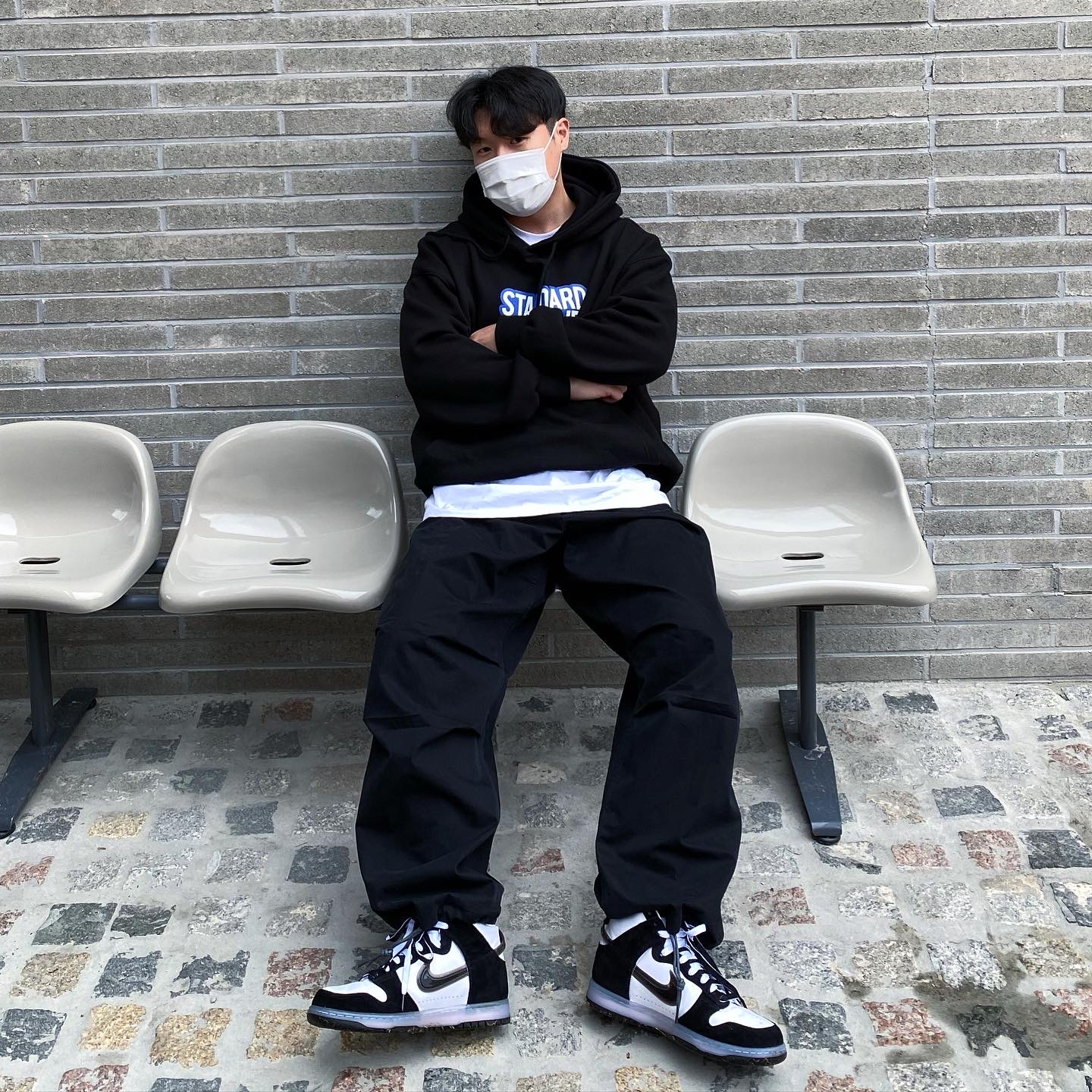 Nike x Slam Jam Dunk High SP Clear Black 착용 스타일 - 1