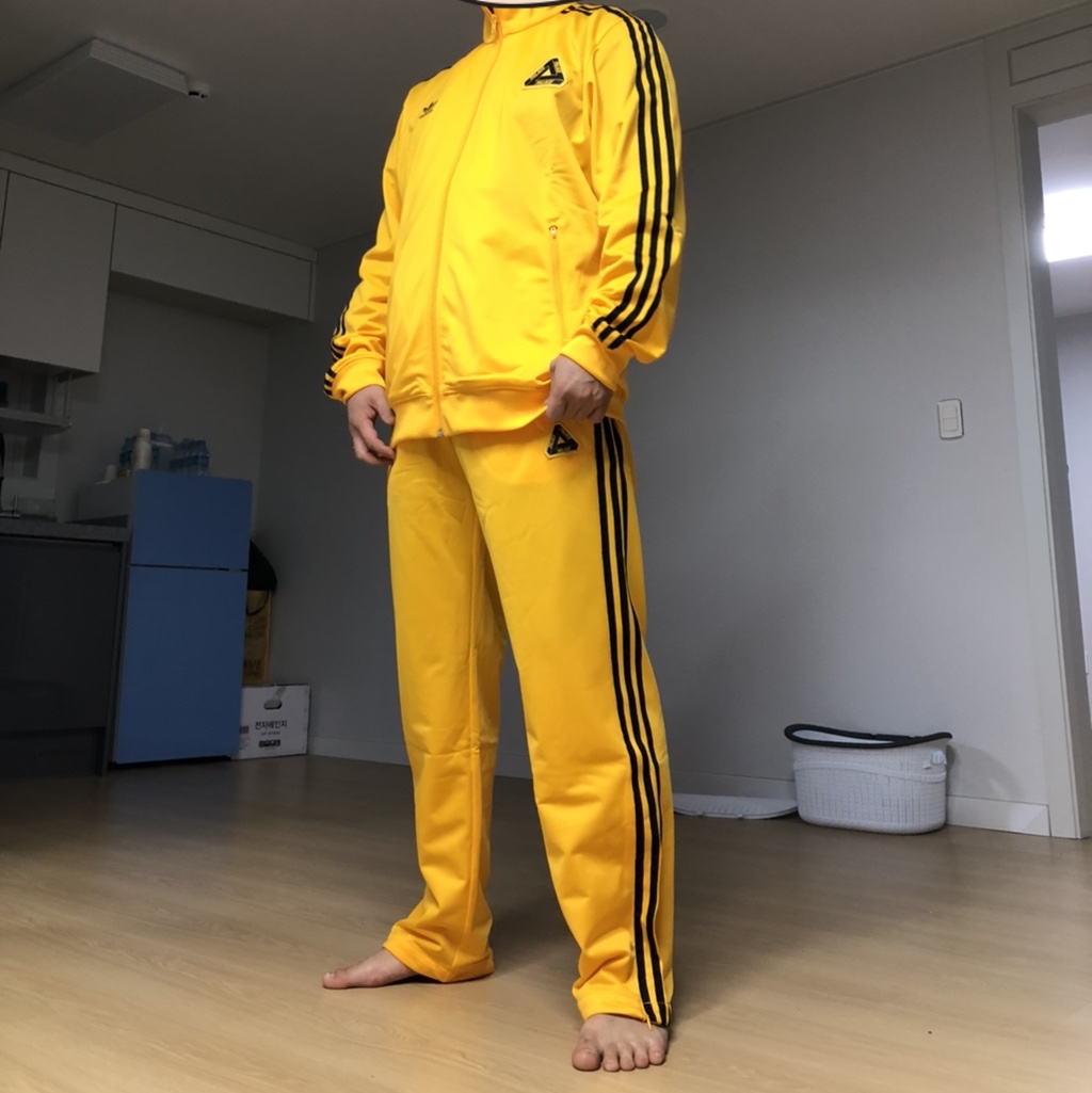 Palace x Adidas Firebird Track Top Yellow - 20FW, Palace x Adidas Firebird Track Pants Yellow - 20FW 착용 스타일