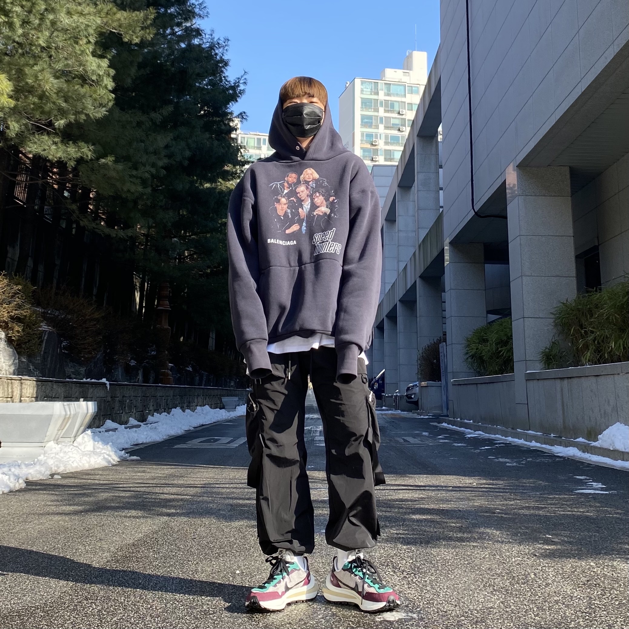 Nike x Sacai VaporWaffle String & Black Villain Red 착용 스타일