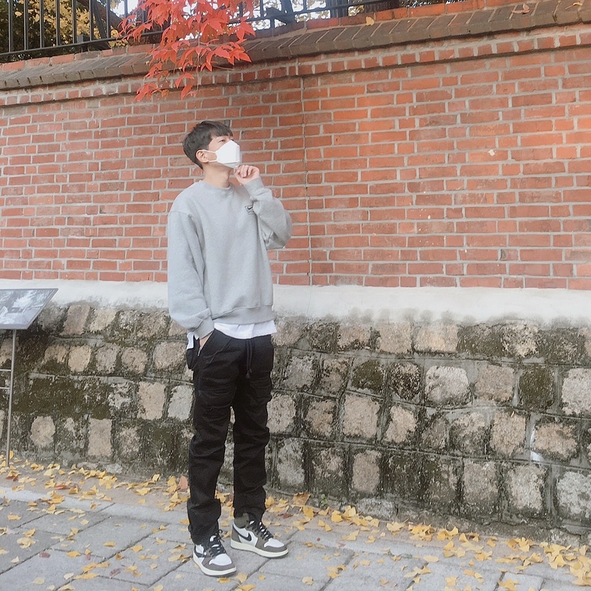 Nike x Stussy NRG BR Crew Fleece Grey, Jordan 1 x Travis Scott Retro High OG SP Mocha 착용 스타일