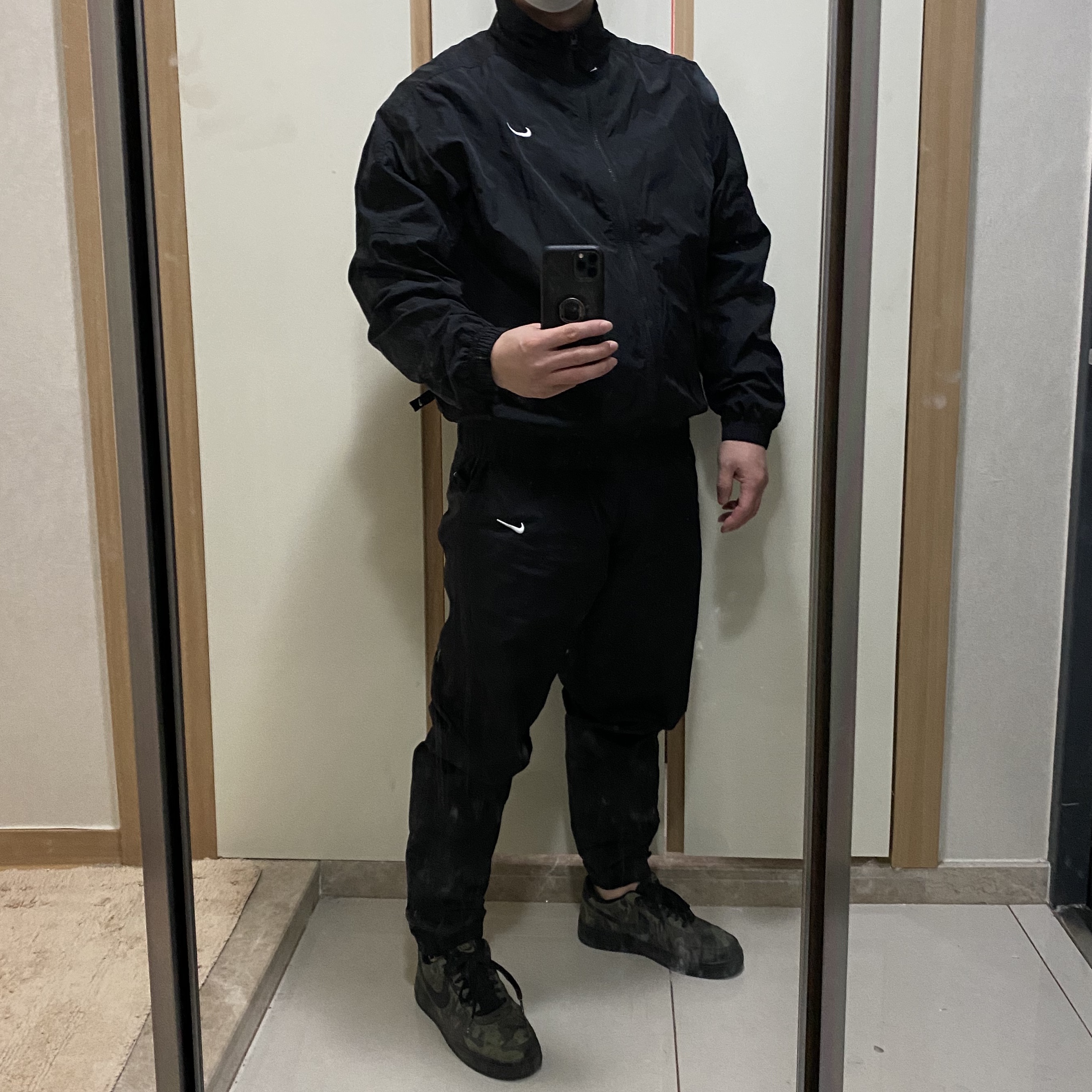 Nike M NRG Track Pants Black, Nike M NRG Track Jacket Black 착용 스타일