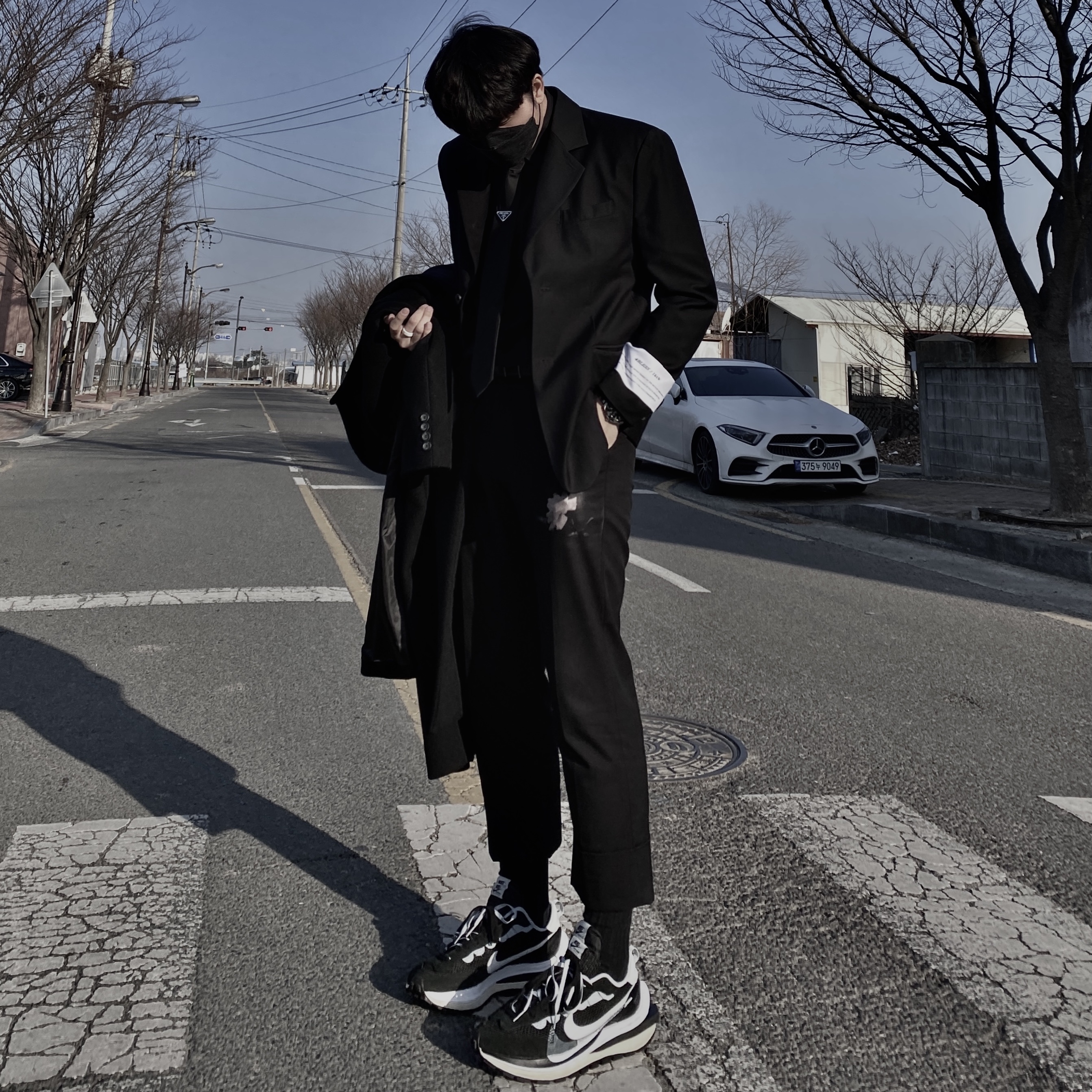 Nike x Sacai VaporWaffle Black White 착용 스타일