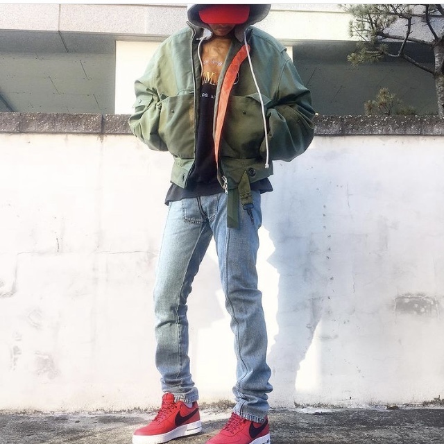 Nike Air Force 1 Low NBA University Red 착용 스타일