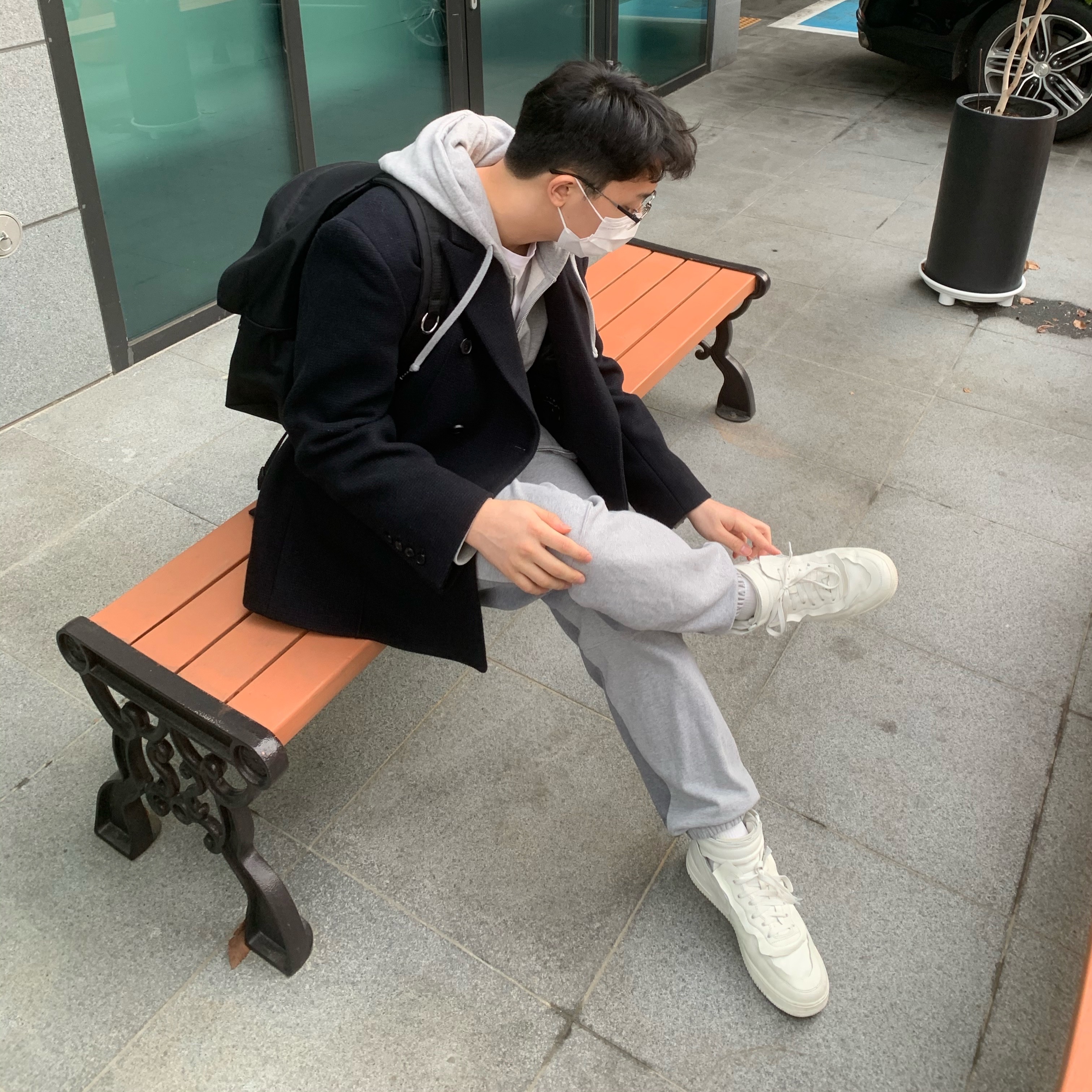 Nike x Comme des Garcons Homme Plus Air Force Mid White 착용 스타일