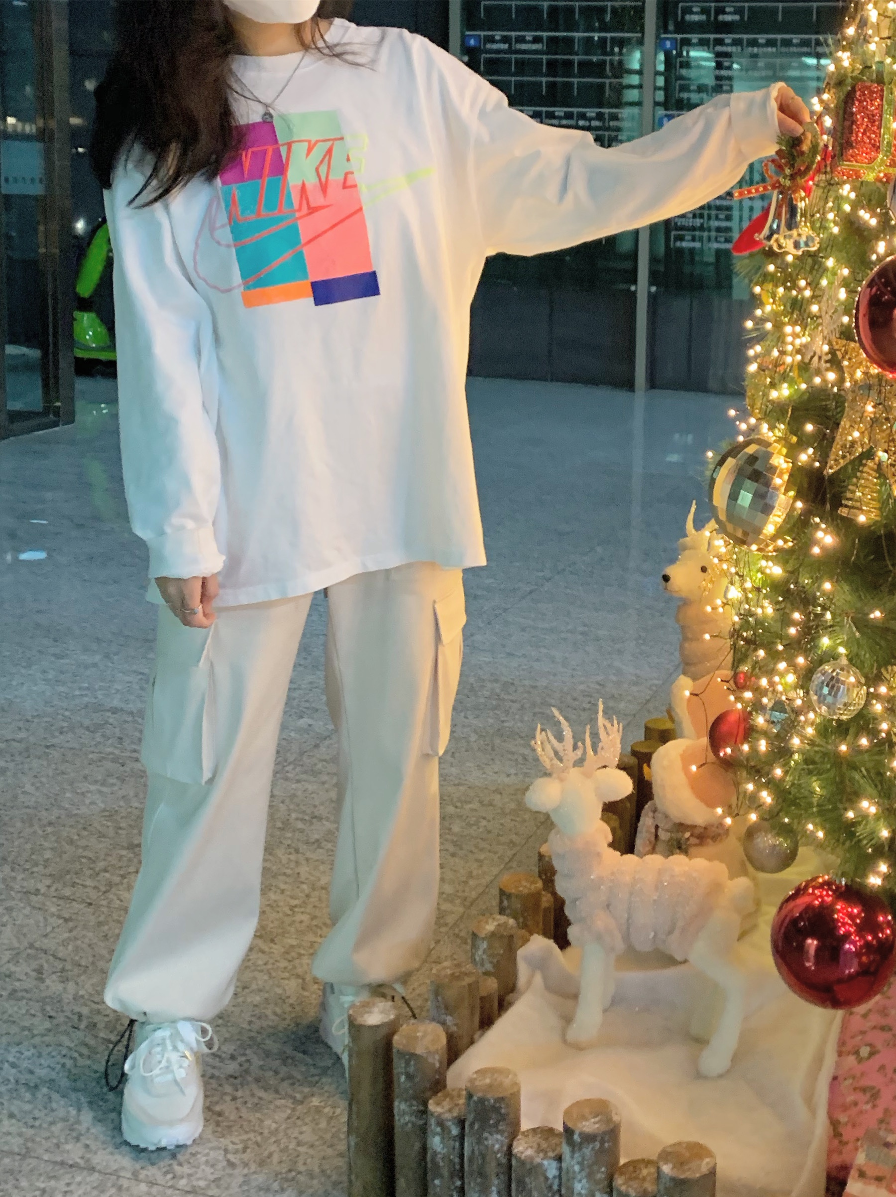 Nike x Sacai LDWaffle White Nylon 착용 스타일