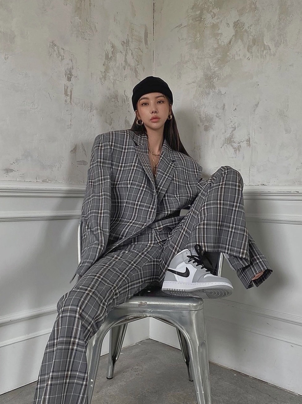 (GS) Jordan 1 Mid Light Smoke Grey 착용 스타일