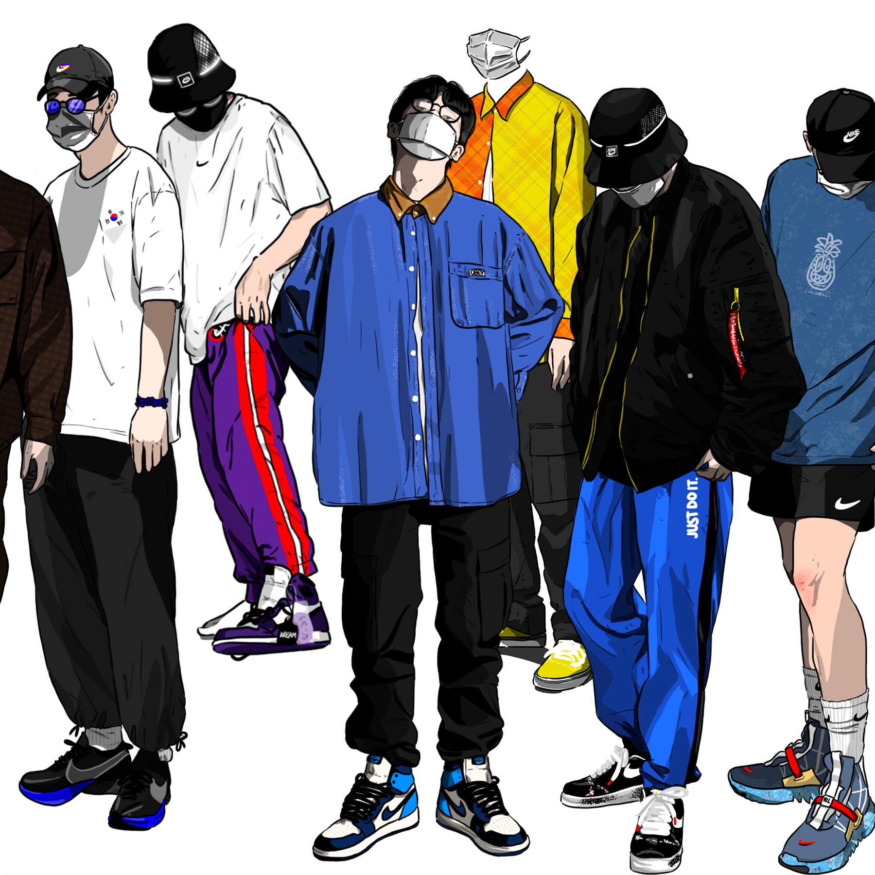Nike Moon Racer Black Racer Blue, Nike React Element 87 Thunder Blue/Total Orange 착용 스타일 - 2
