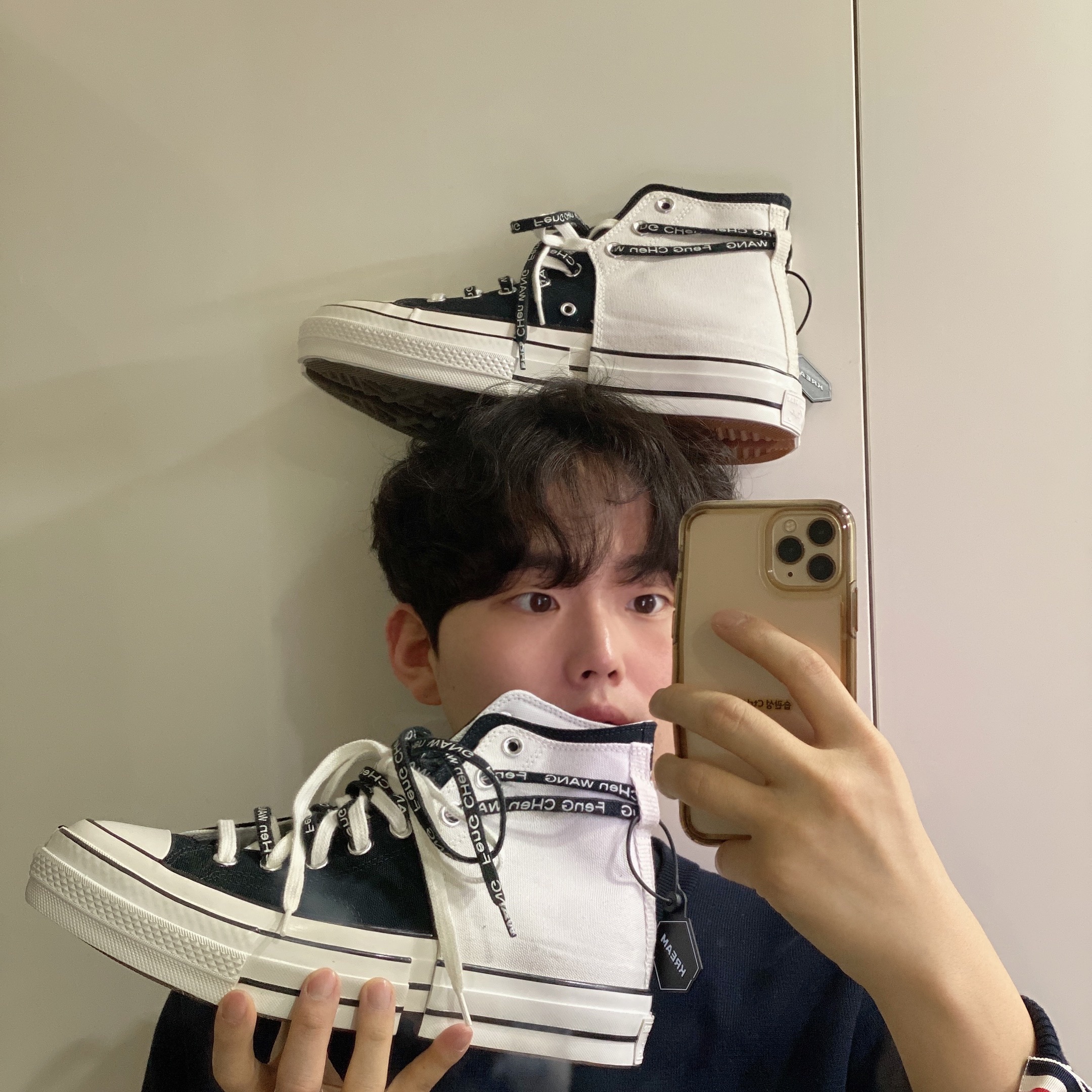 Converse x Feng Chen Wang Chuck 70 2-in-1 Natural Ivory Black 착용 스타일 - 2