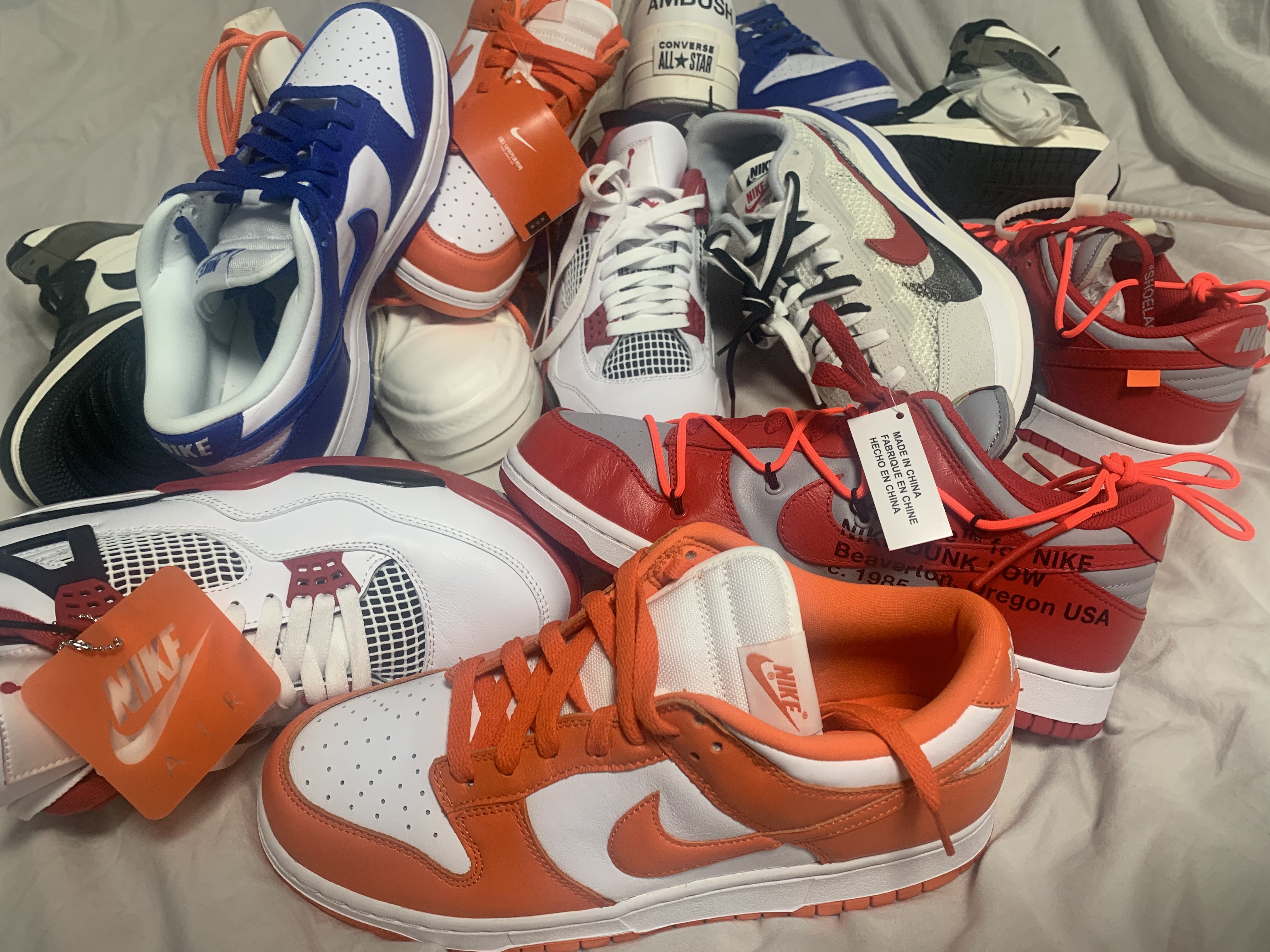 Nike x Off-White Dunk Low University Red, Nike Dunk Low SP Syracuse 2020 착용 스타일