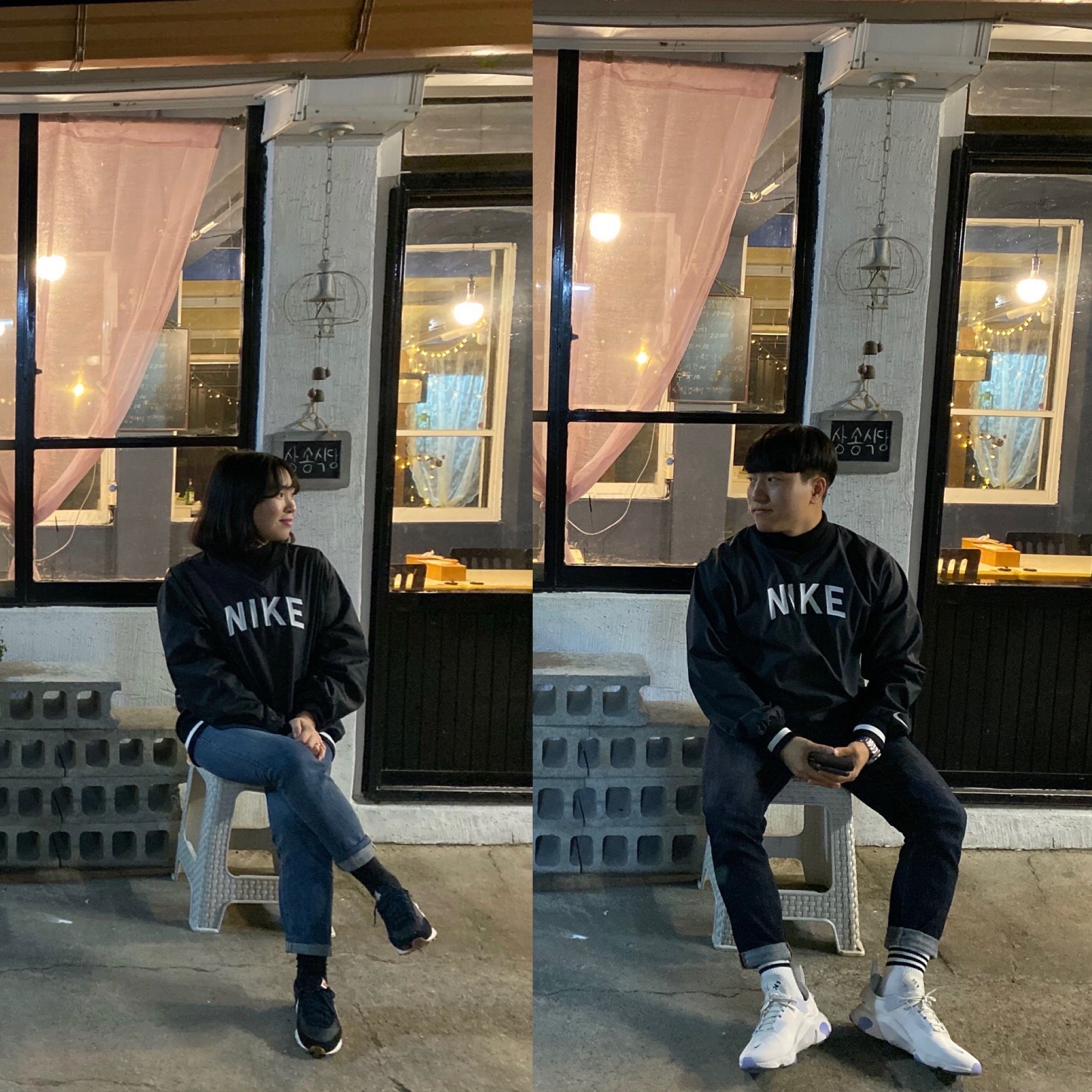 (W) Nike Daybreak Black White 착용 스타일