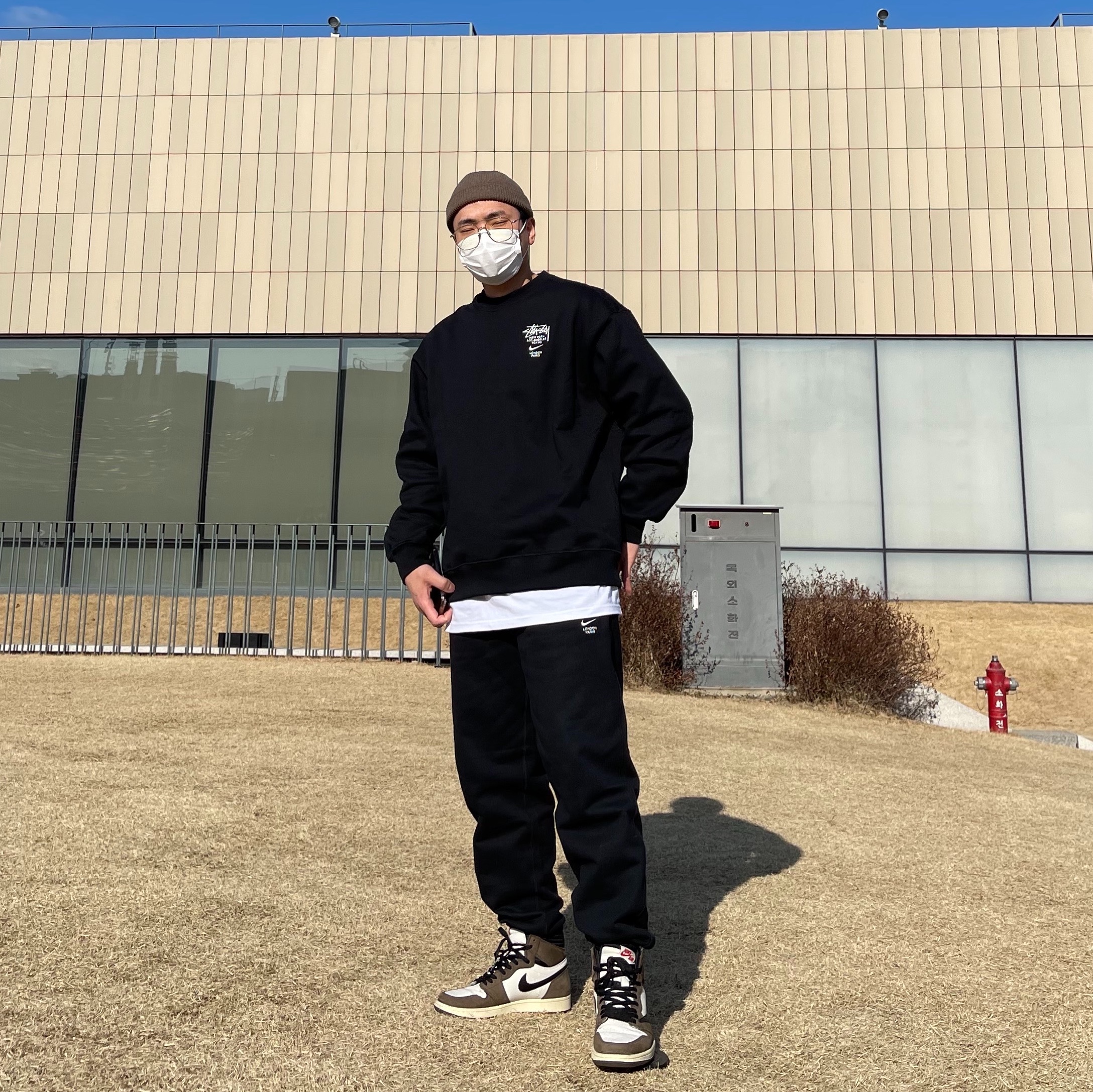 Nike x Stussy NRG ZR Fleece Pants Black - US/EU, Nike x Stussy NRG ZR Fleece Crewneck Black - US/EU 착용 스타일