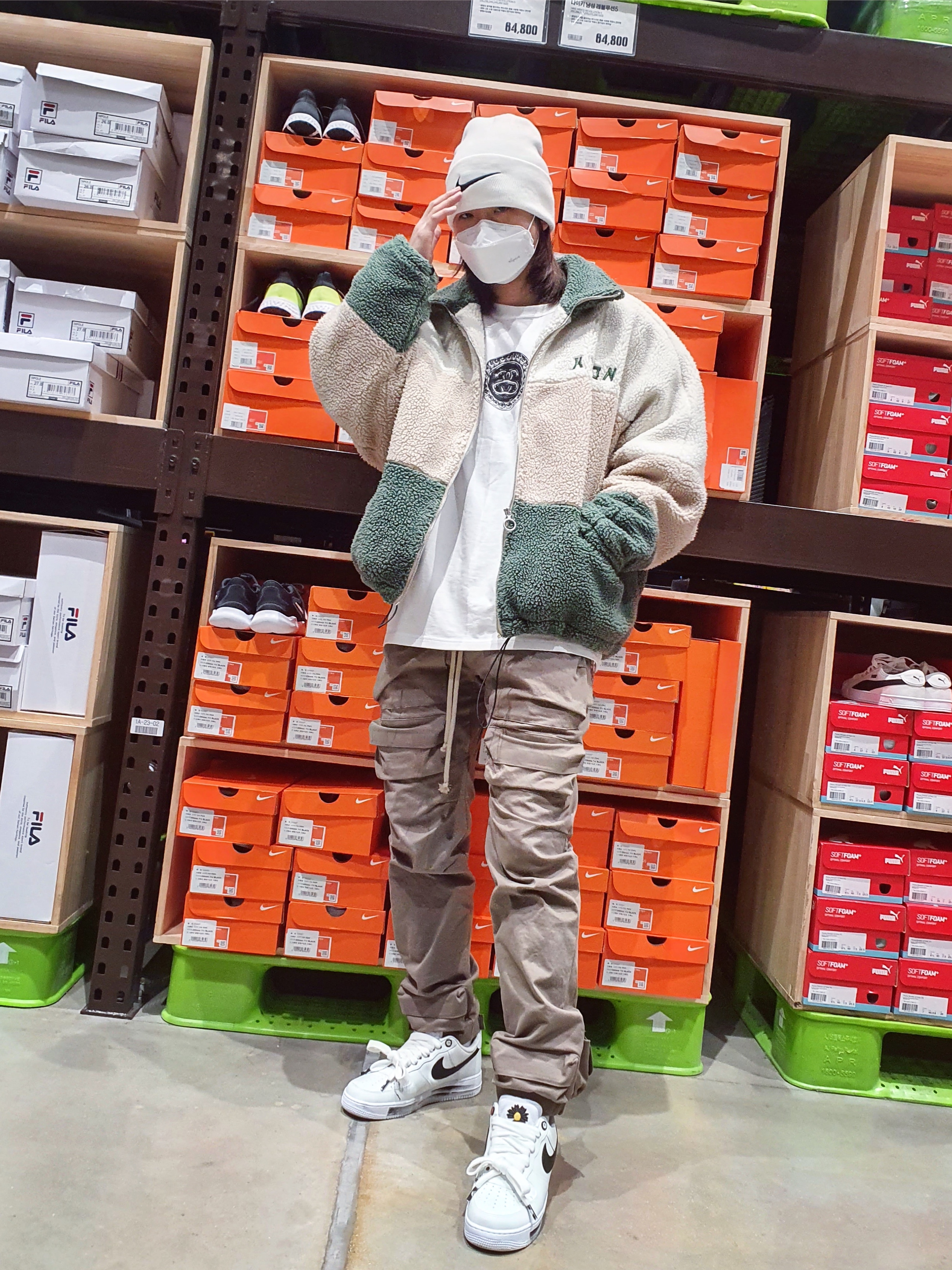 Nike x Stussy Cuff Beanie White, Nike x Peaceminusone Air Force 1 Low Para-Noise 2.0 착용 스타일
