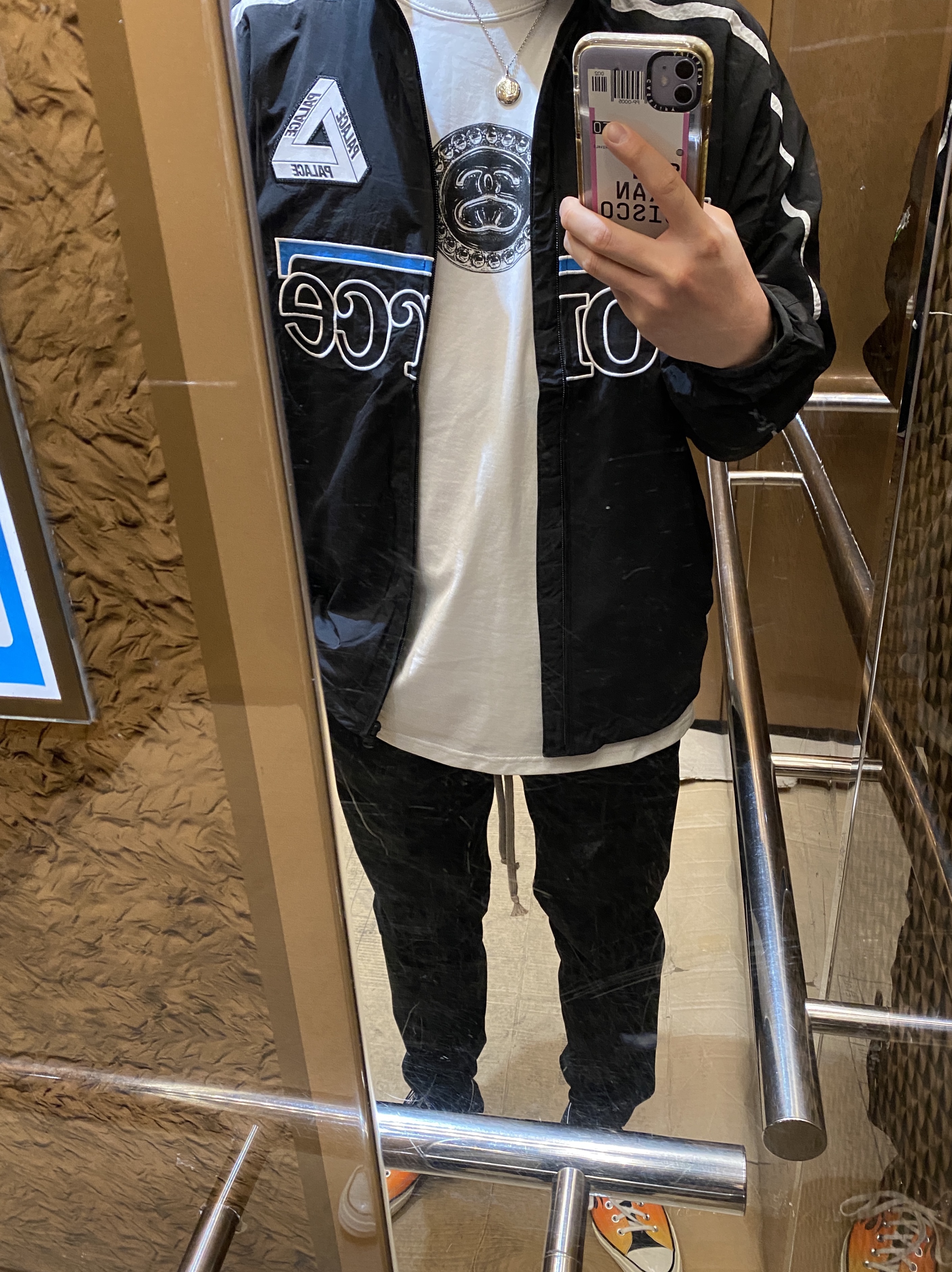 Nike x Stussy Big Swoosh LS T-Shirt White - US/EU, Converse Chuck 70 Ox Archive Print Flames Black 착용 스타일