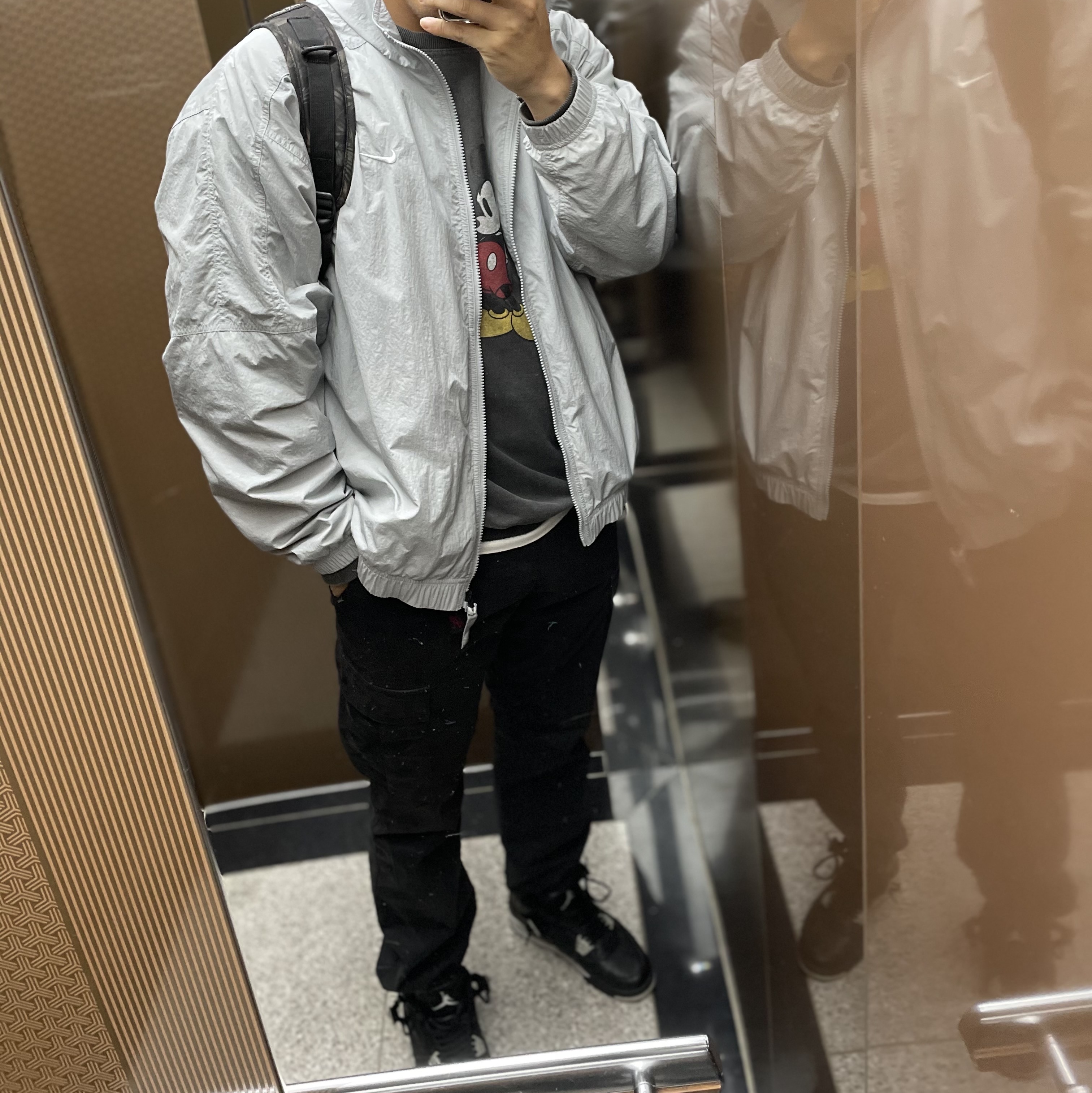 Nike M NRG Track Jacket Grey, Jordan 4 Retro Oreo 2015 착용 스타일