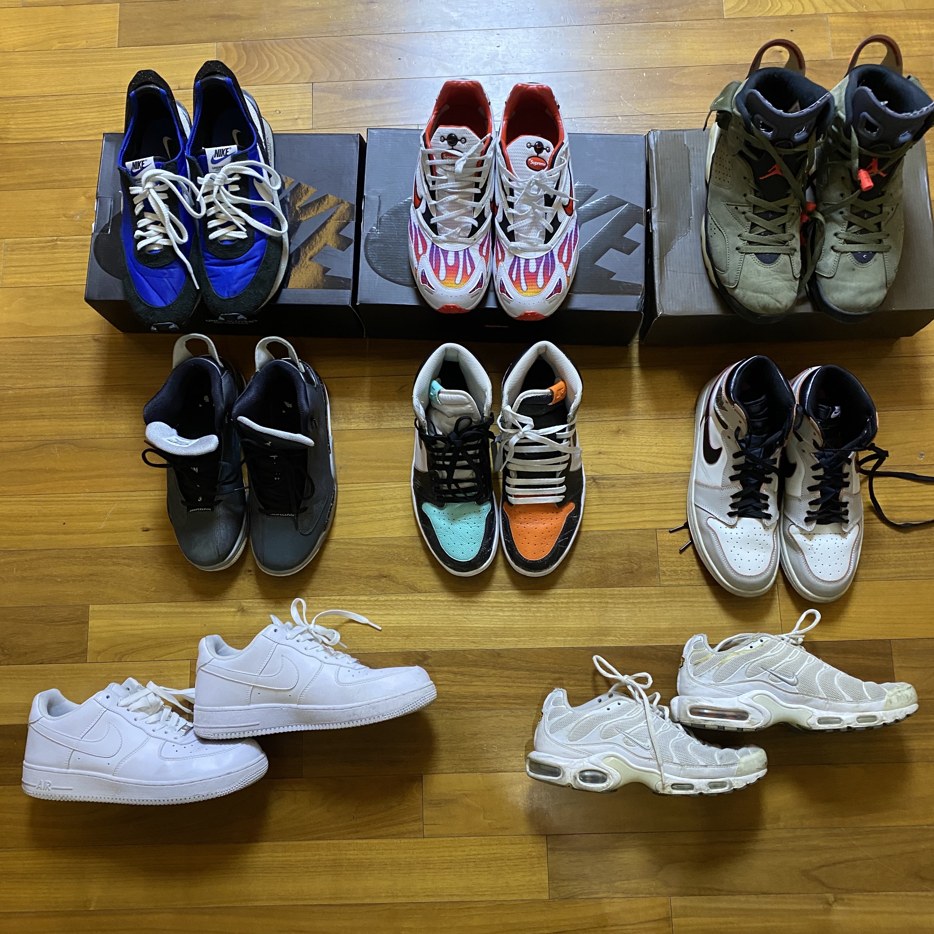 Jordan 6 x Travis Scott Retro Olive, Nike x Undercover Daybreak Blue Jay 착용 스타일 - 2