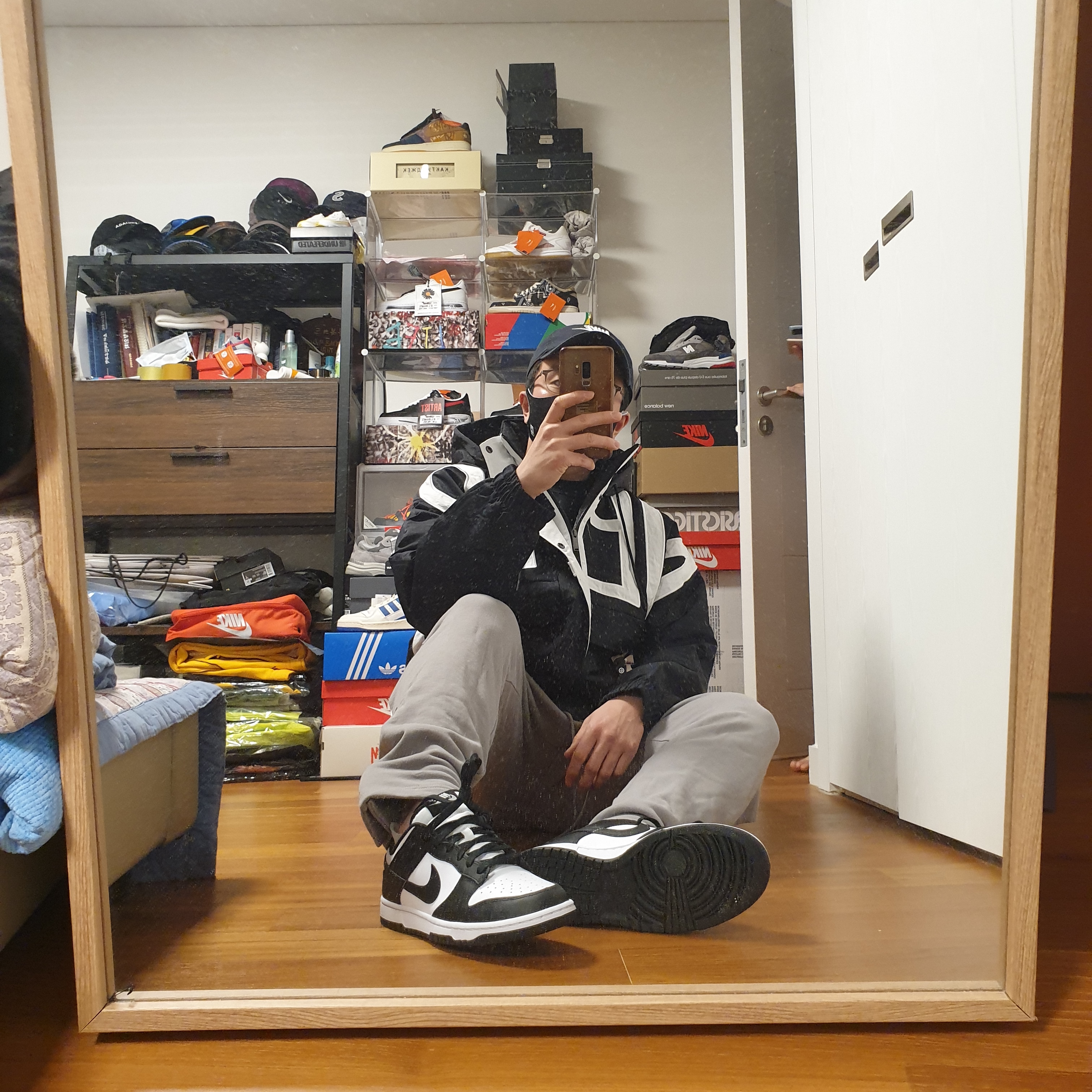 (W) Nike x Ambush NBA Collection Nets Jacket - Asia, Nike Dunk Low Retro Black 착용 스타일 - 3