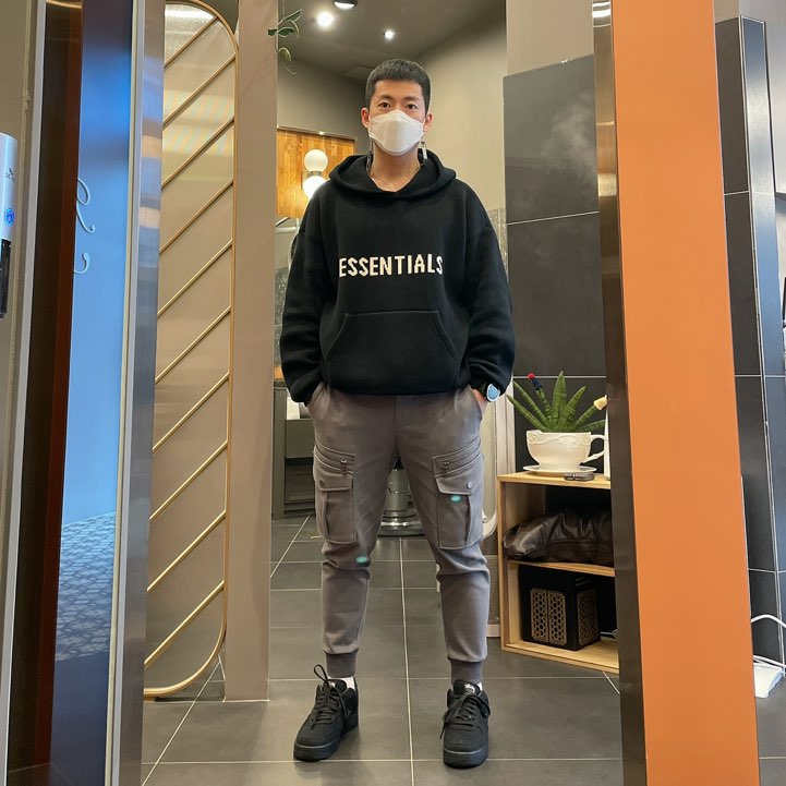 Essentials Knit Hoodie Black - 20FW, Nike x Stussy Air Force 1 Low Triple Black 착용 스타일