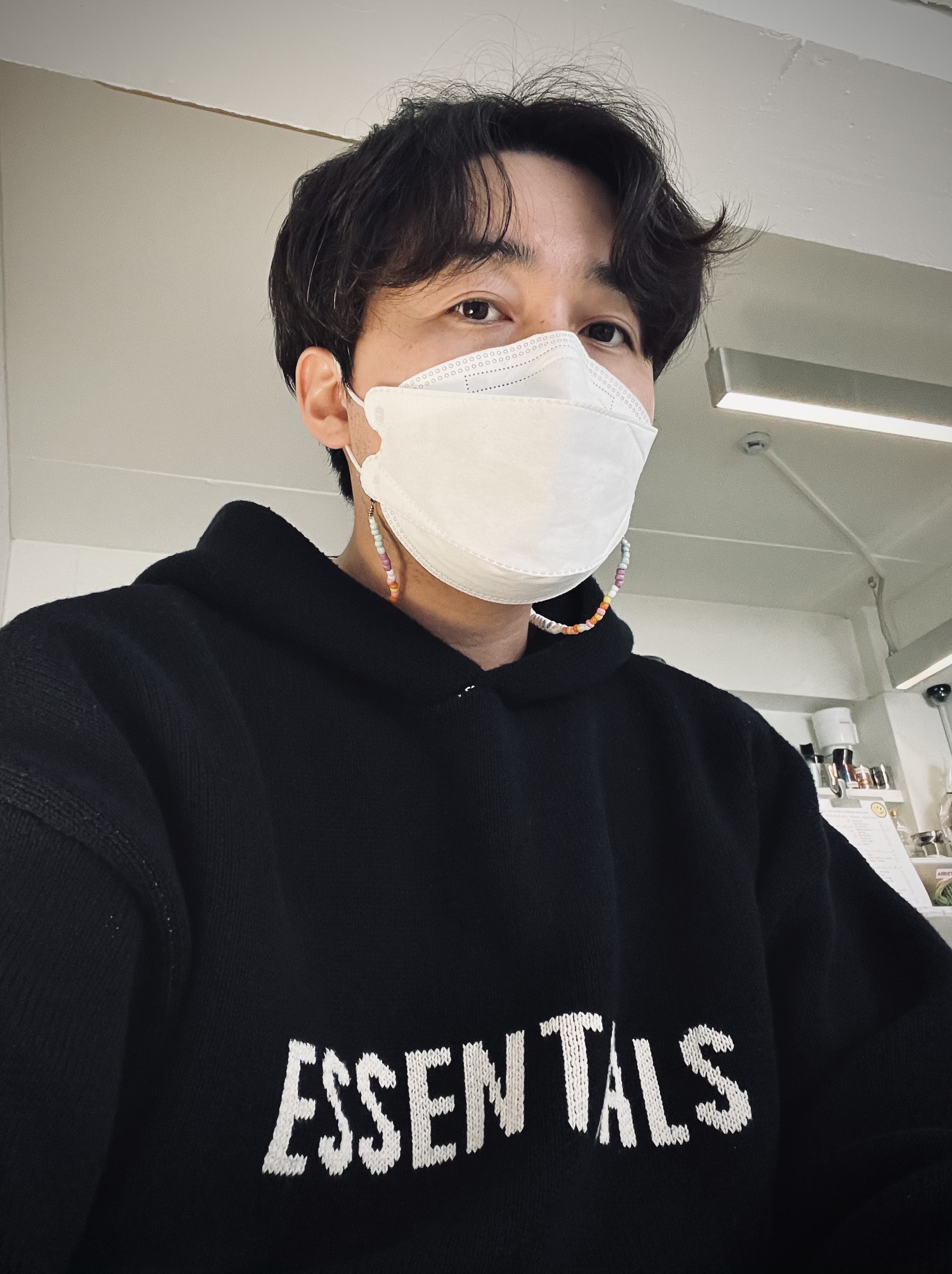 Essentials Knit Hoodie Black - 20FW 착용 스타일
