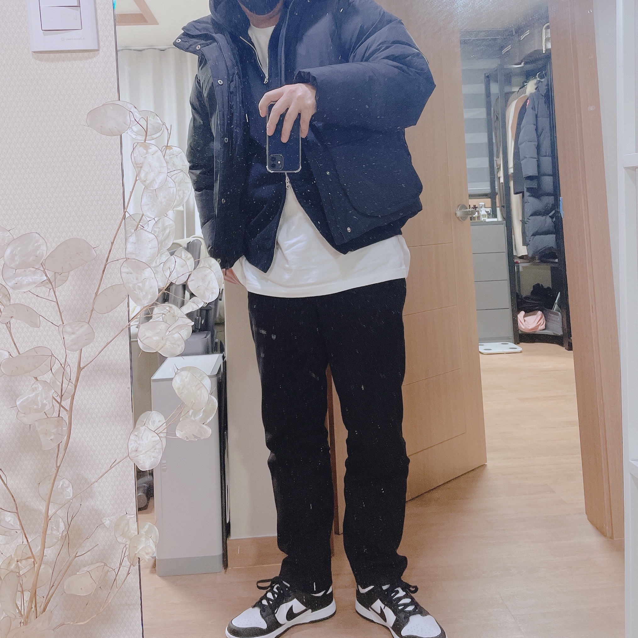 Nike Dunk Low Retro Black 착용 스타일 - 3