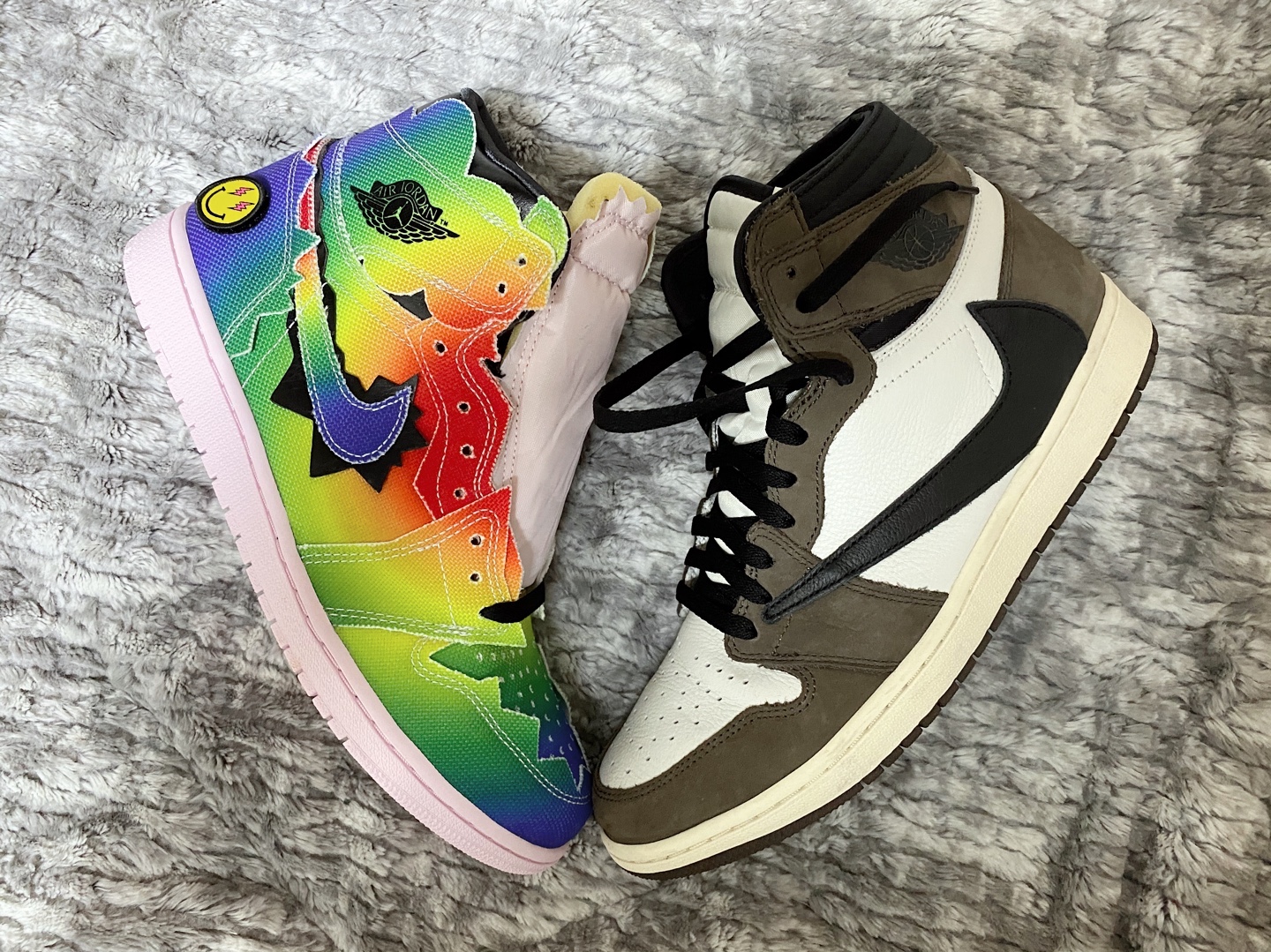 Jordan 1 x J Balvin Retro High OG, Jordan 1 x Travis Scott Retro High OG SP Mocha 착용 스타일