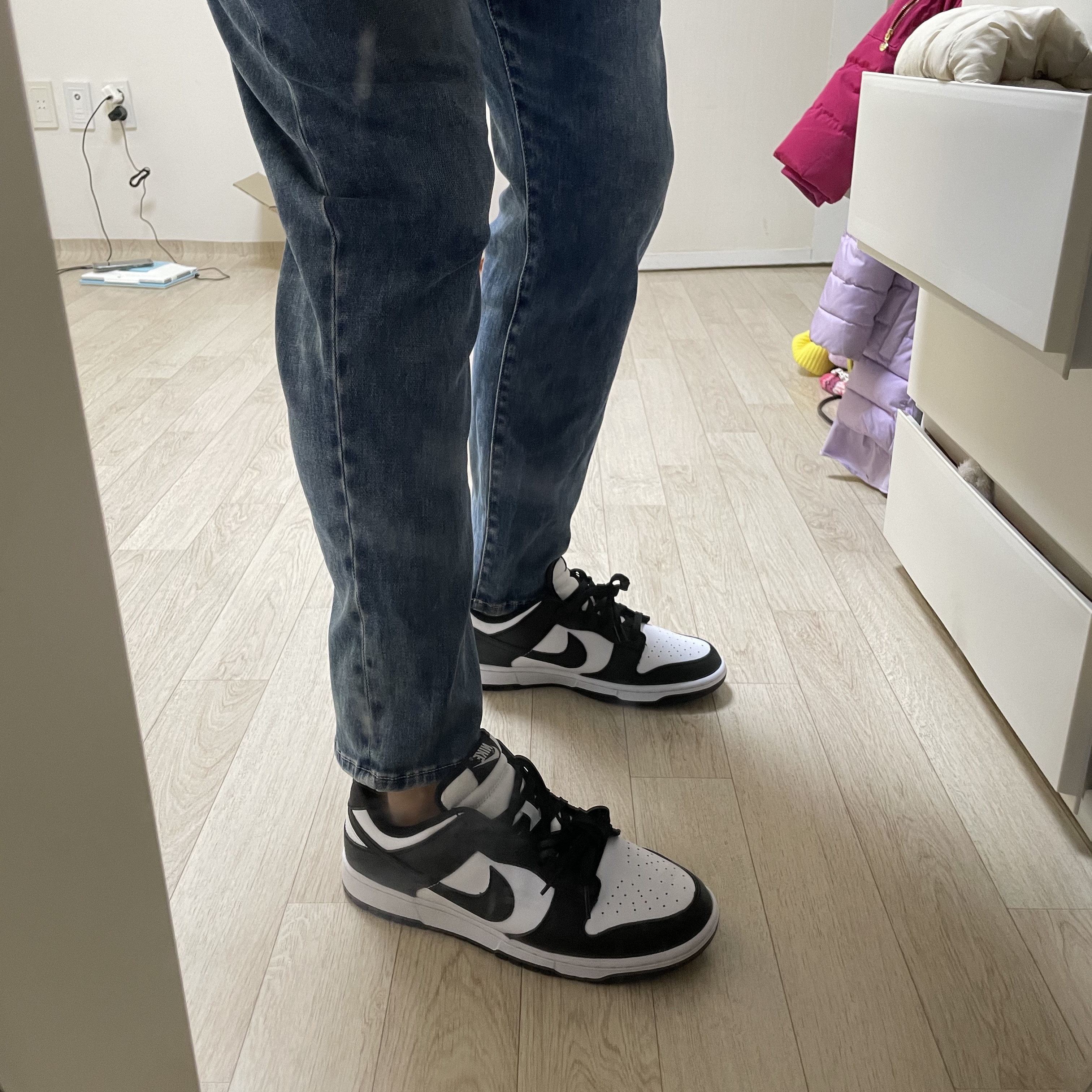 Nike Dunk Low Retro Black 착용 스타일 - 3