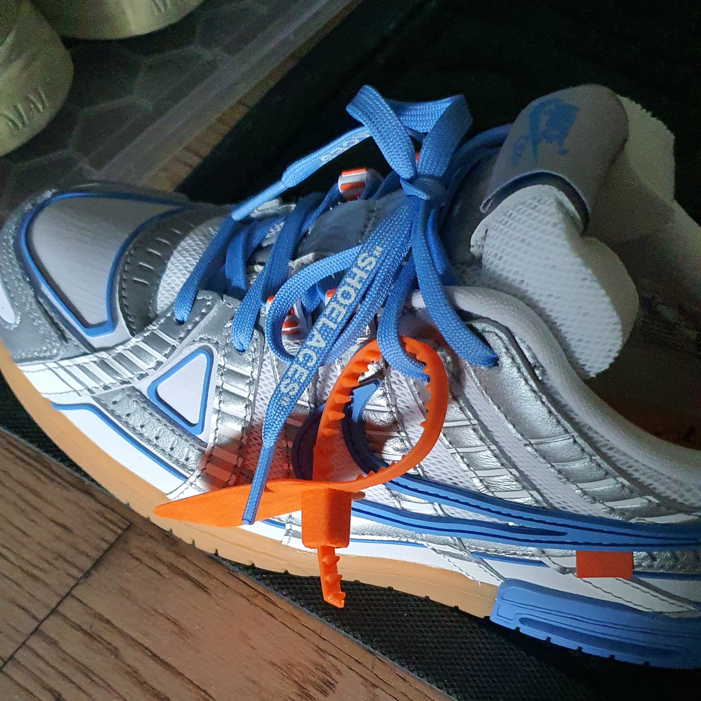 Nike x Off-White Air Rubber Dunk University Blue 착용 스타일