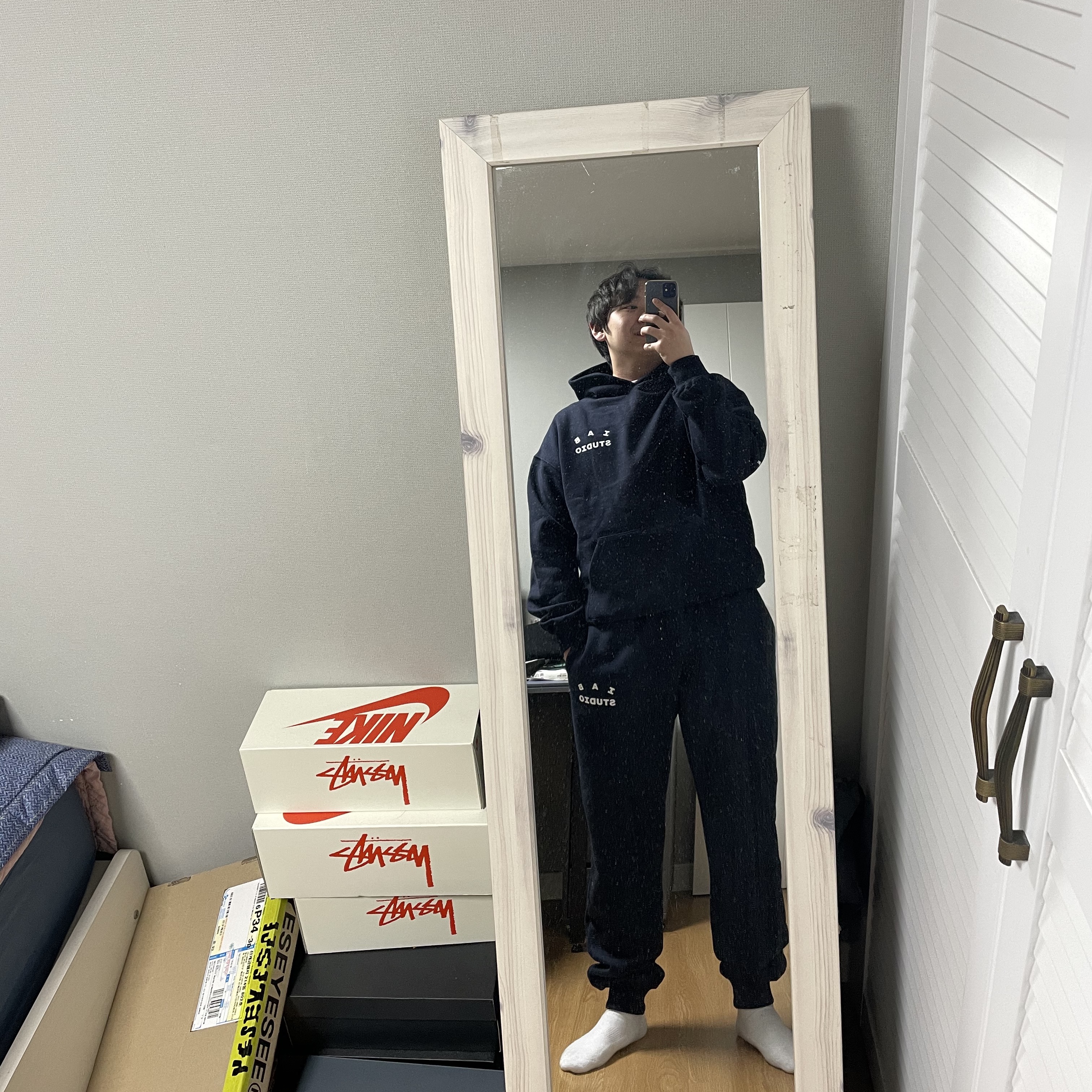 IAB Studio Hoodie Navy - 21SS, IAB Studio Sweatpants Navy - 21SS 착용 스타일