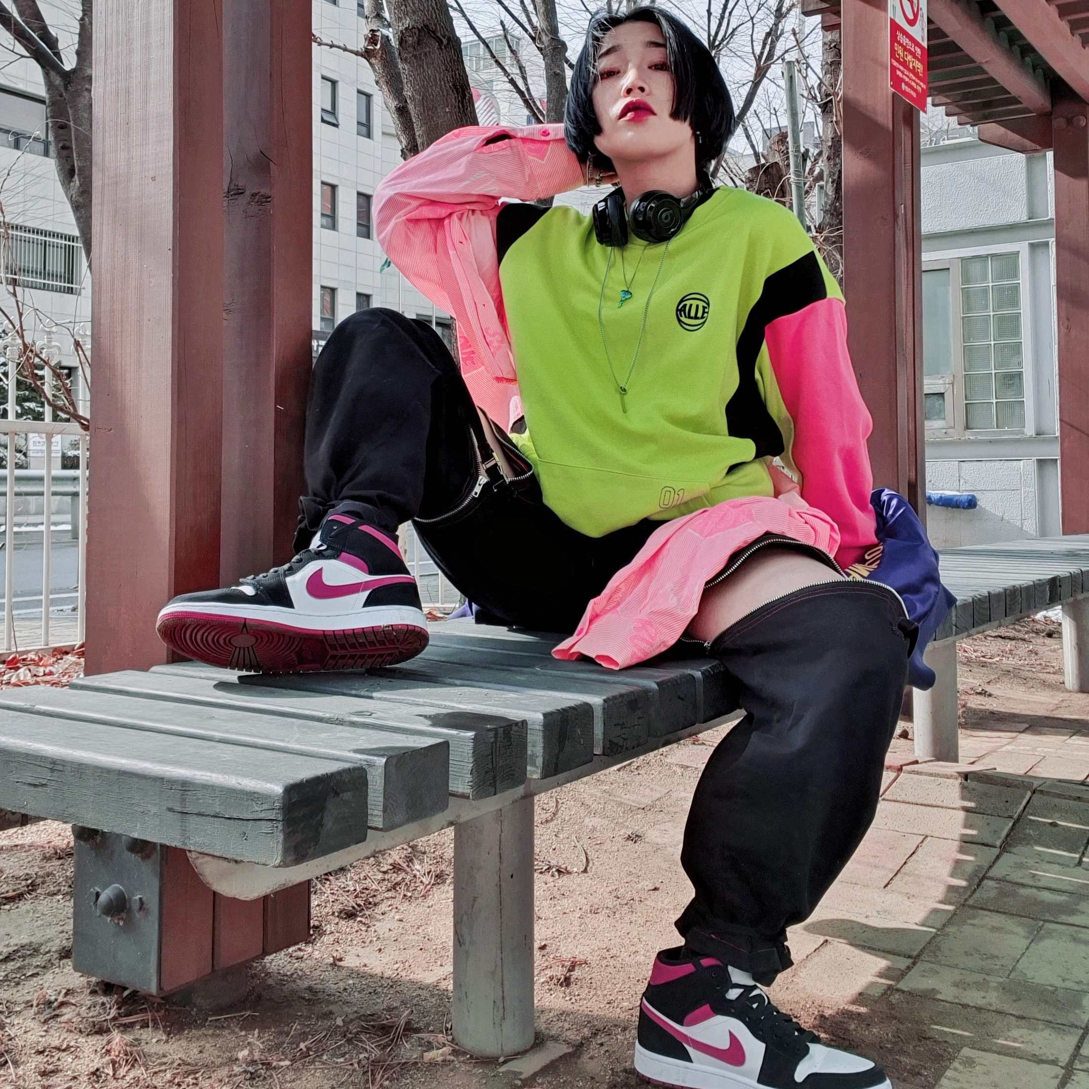 (W) Jordan 1 Mid Cactus Flower 착용 스타일 - 1