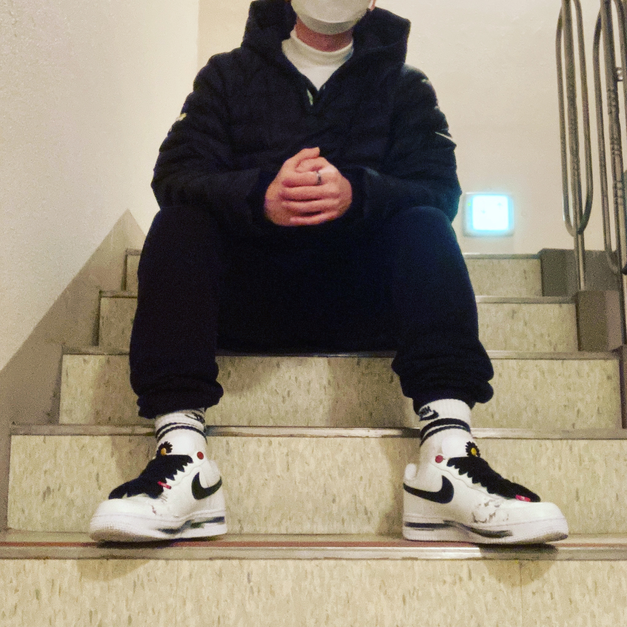 Nike x Peaceminusone Air Force 1 Low Para-Noise 2.0, Nike x Stussy Insultd Jacket Black - Asia 착용 스타일