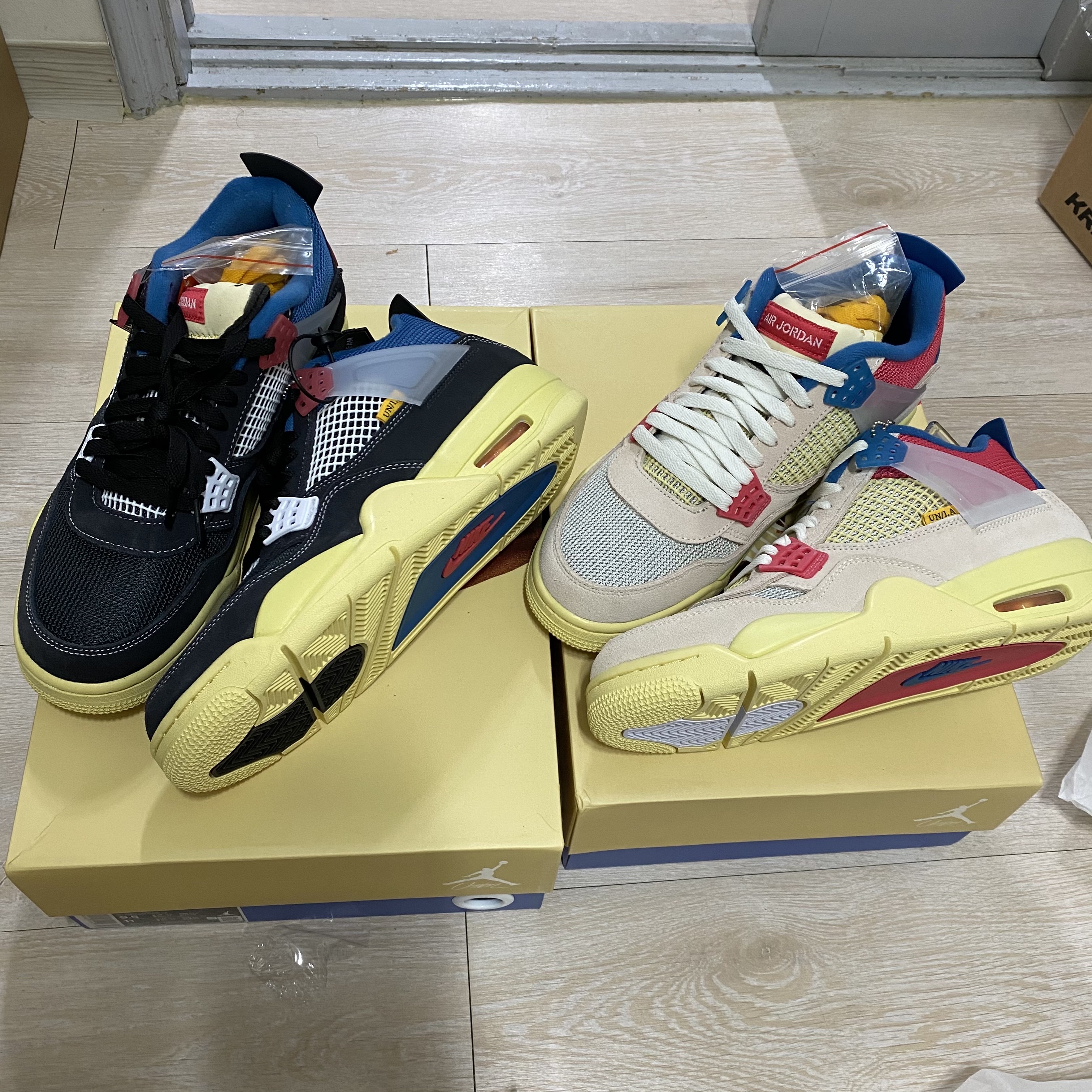 Jordan 4 x Union Retro Off Noir, Jordan 4 x Union Retro Guava Ice 착용 스타일