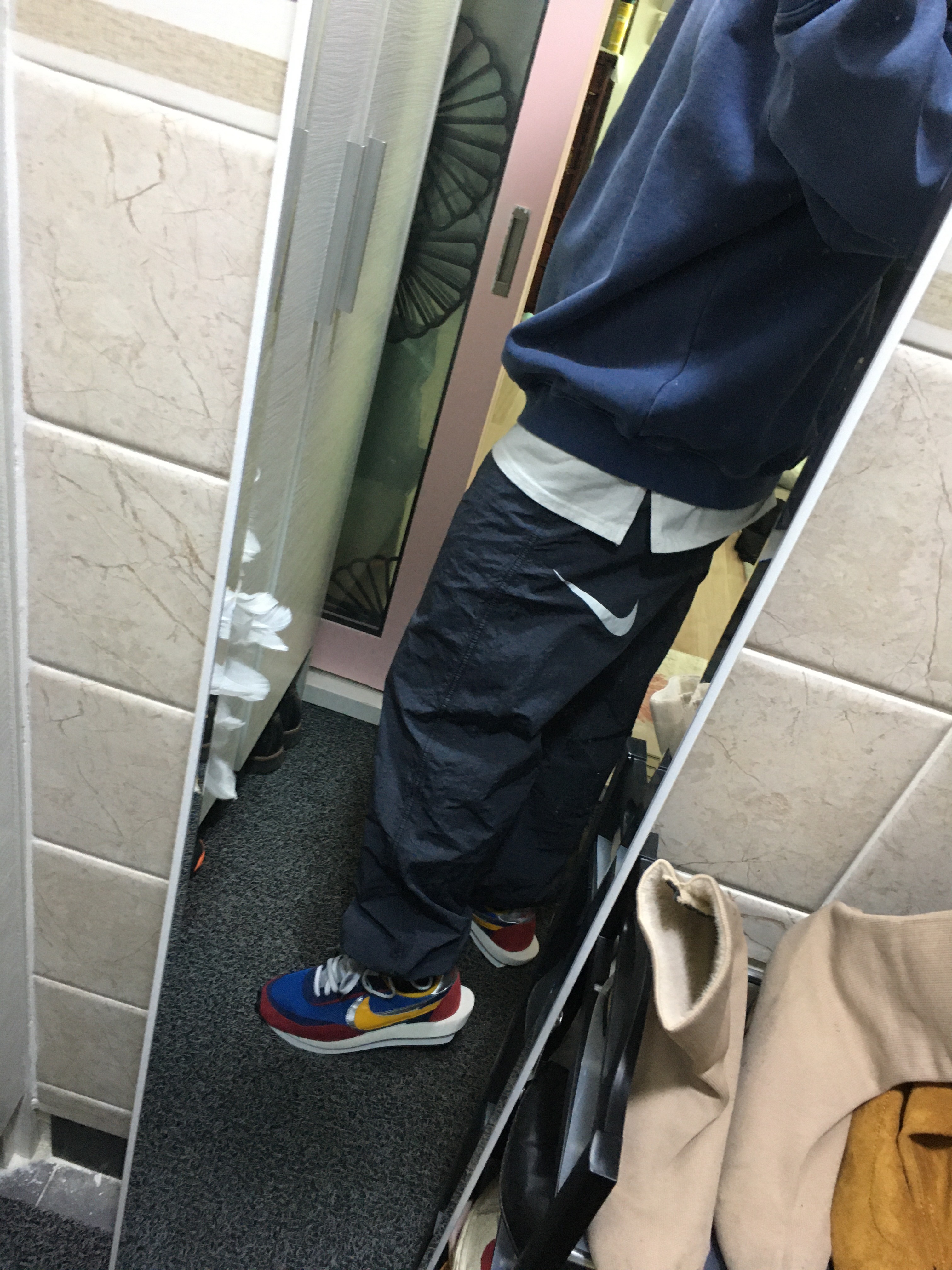 Nike x Sacai LDWaffle Blue Multi, Nike x Stussy Beach Pants Off Noir 착용 스타일 - 2