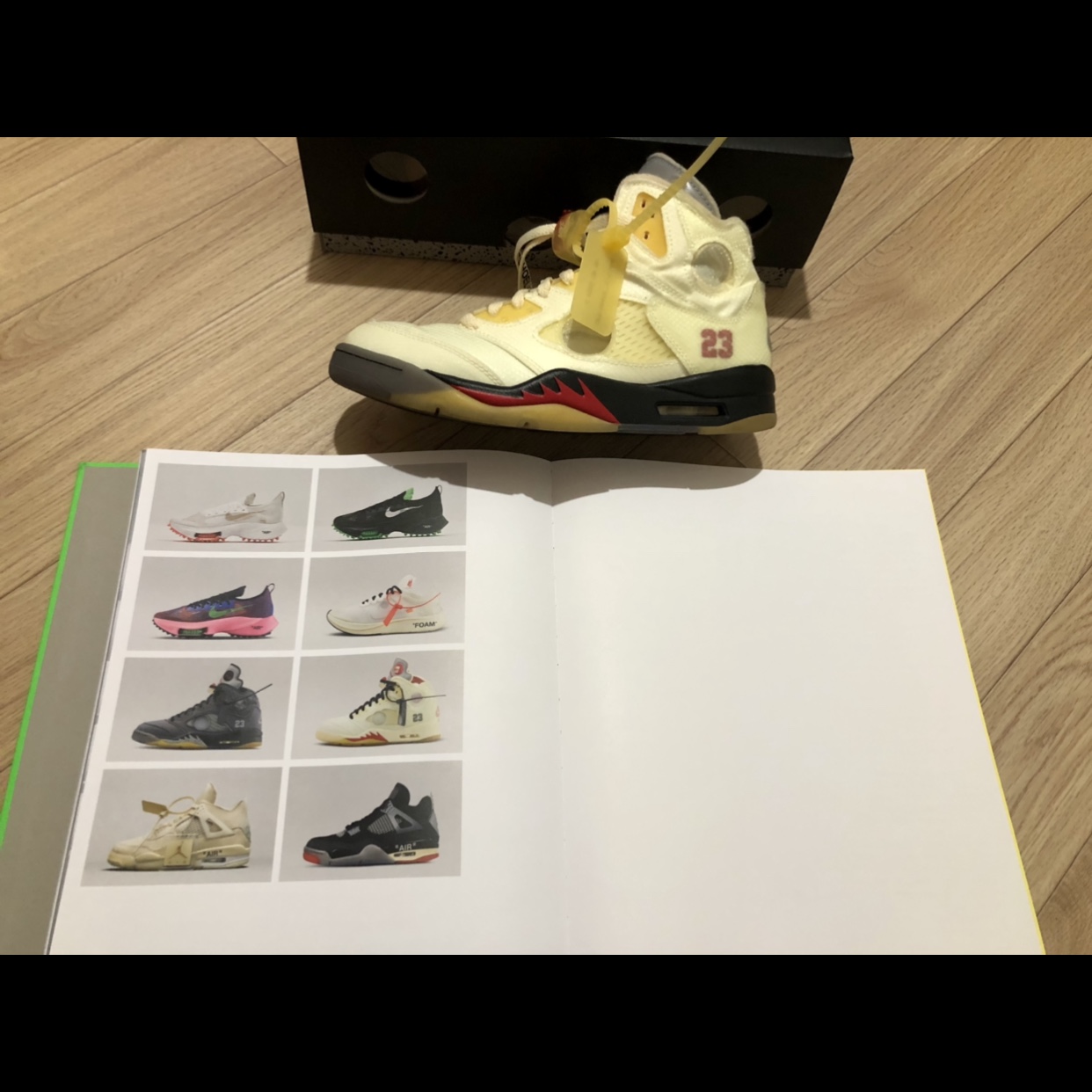 Jordan 5 x Off-White Retro SP Sail Fire Red, Nike x Off-White Air Max 90 The Ten 착용 스타일 - 5