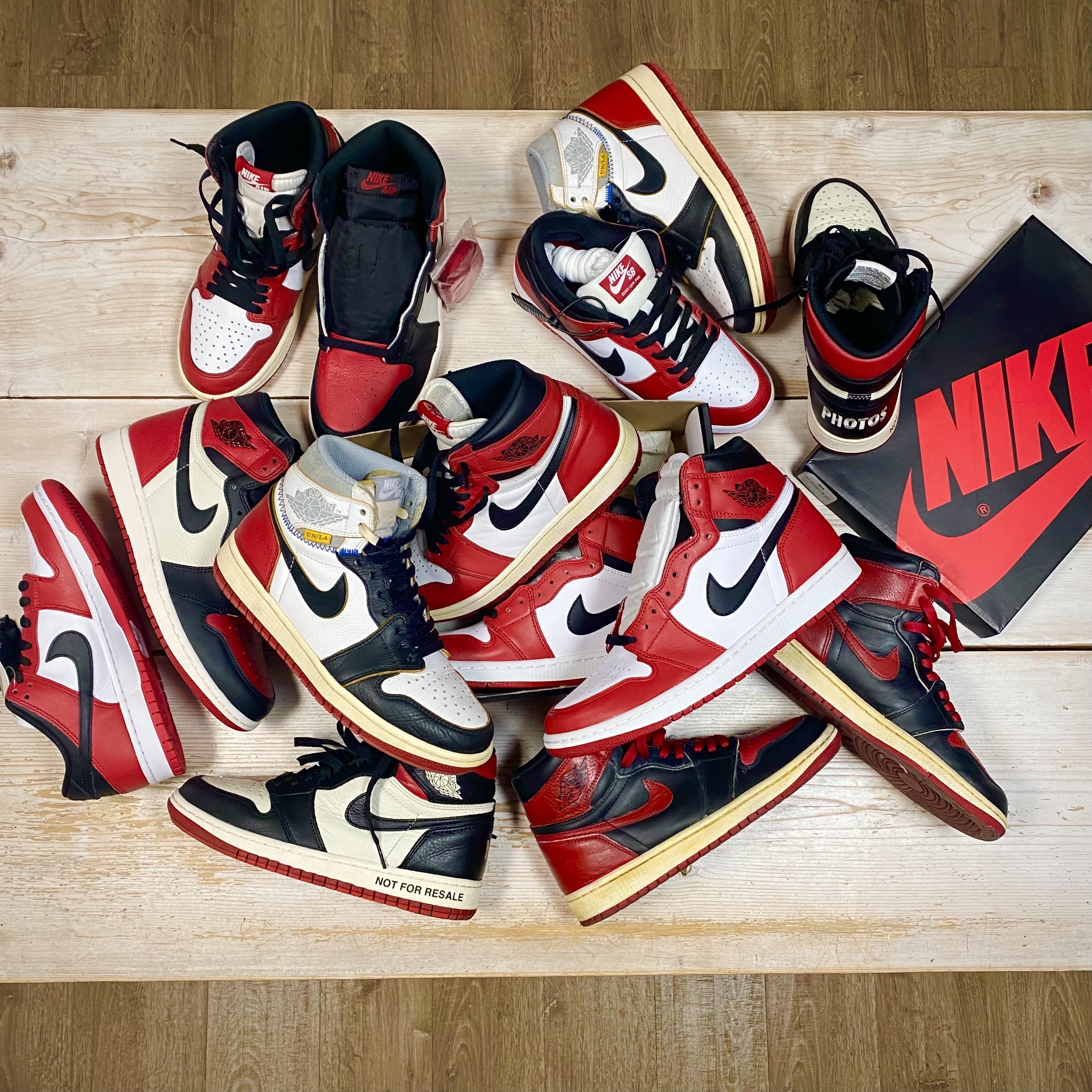 Jordan 1 x Union Retro High Black Toe, Jordan 1 Retro High OG Chicago 2015 착용 스타일