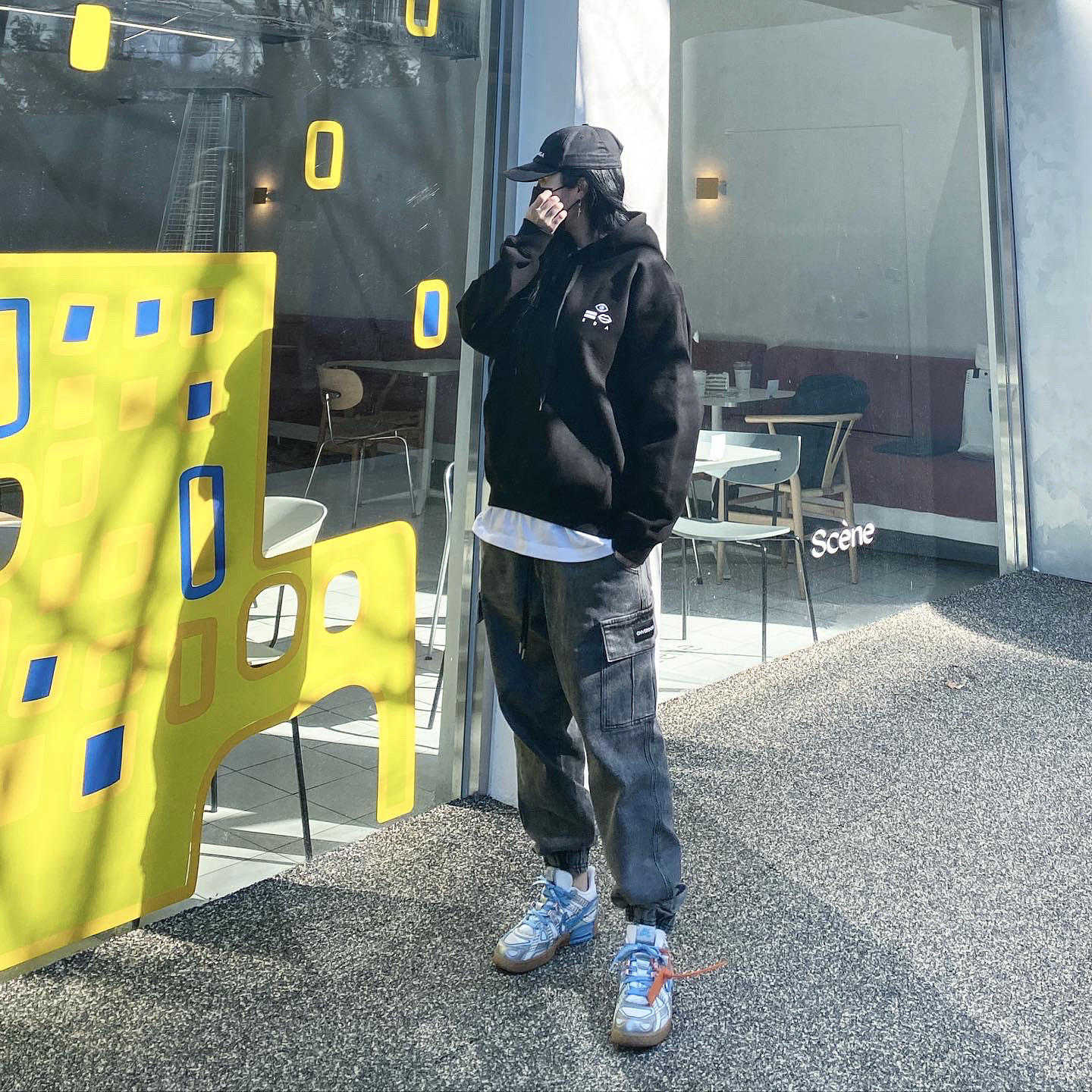 Nike x Off-White Air Rubber Dunk University Blue 착용 스타일