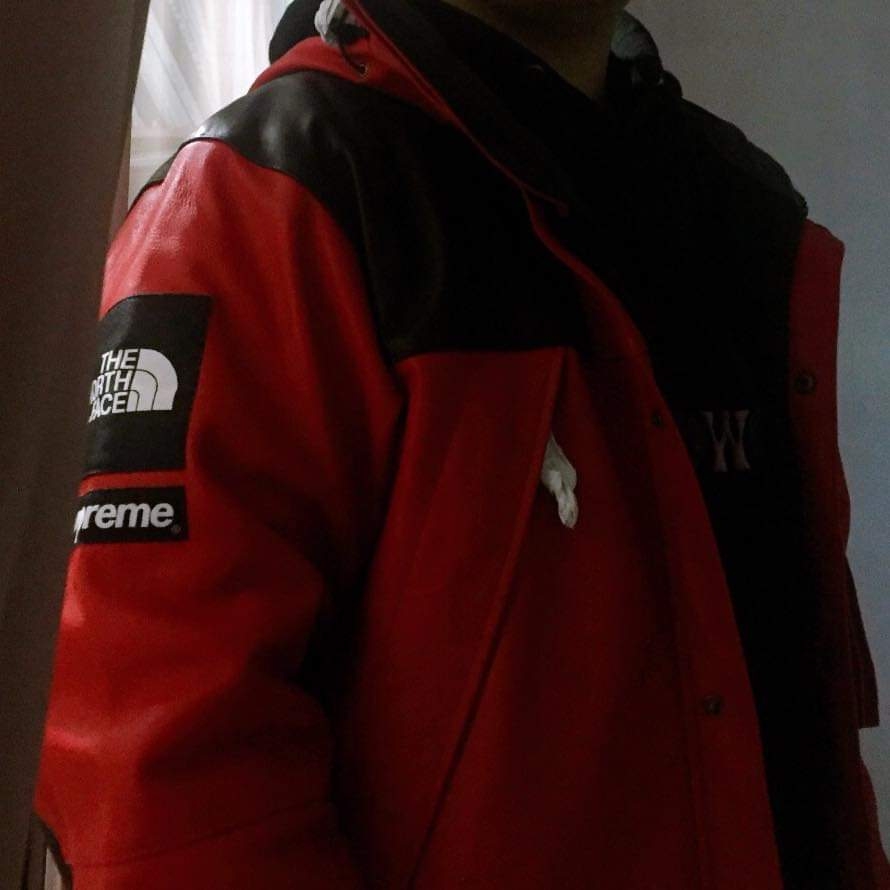 Supreme x The North Face Leather Mountain Parka Red - 18FW 착용 스타일