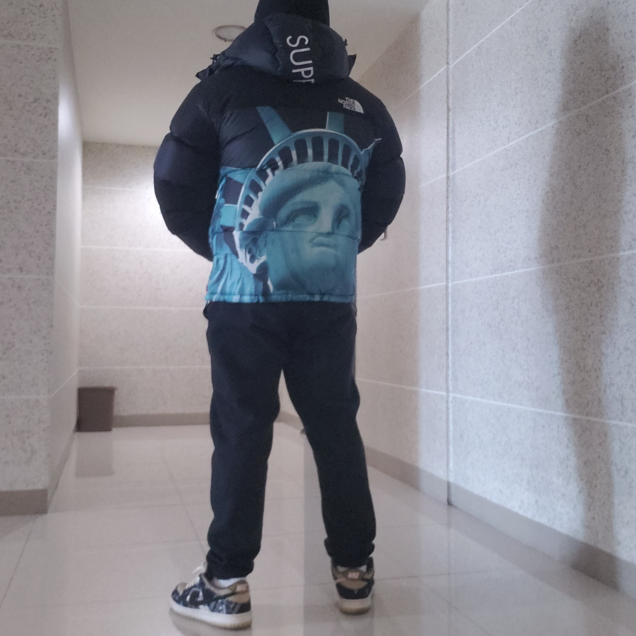 Supreme x The North Face Statue of Liberty Baltoro Jacket Black - 19FW, Nike x Travis Scott SB Dunk Low 착용 스타일