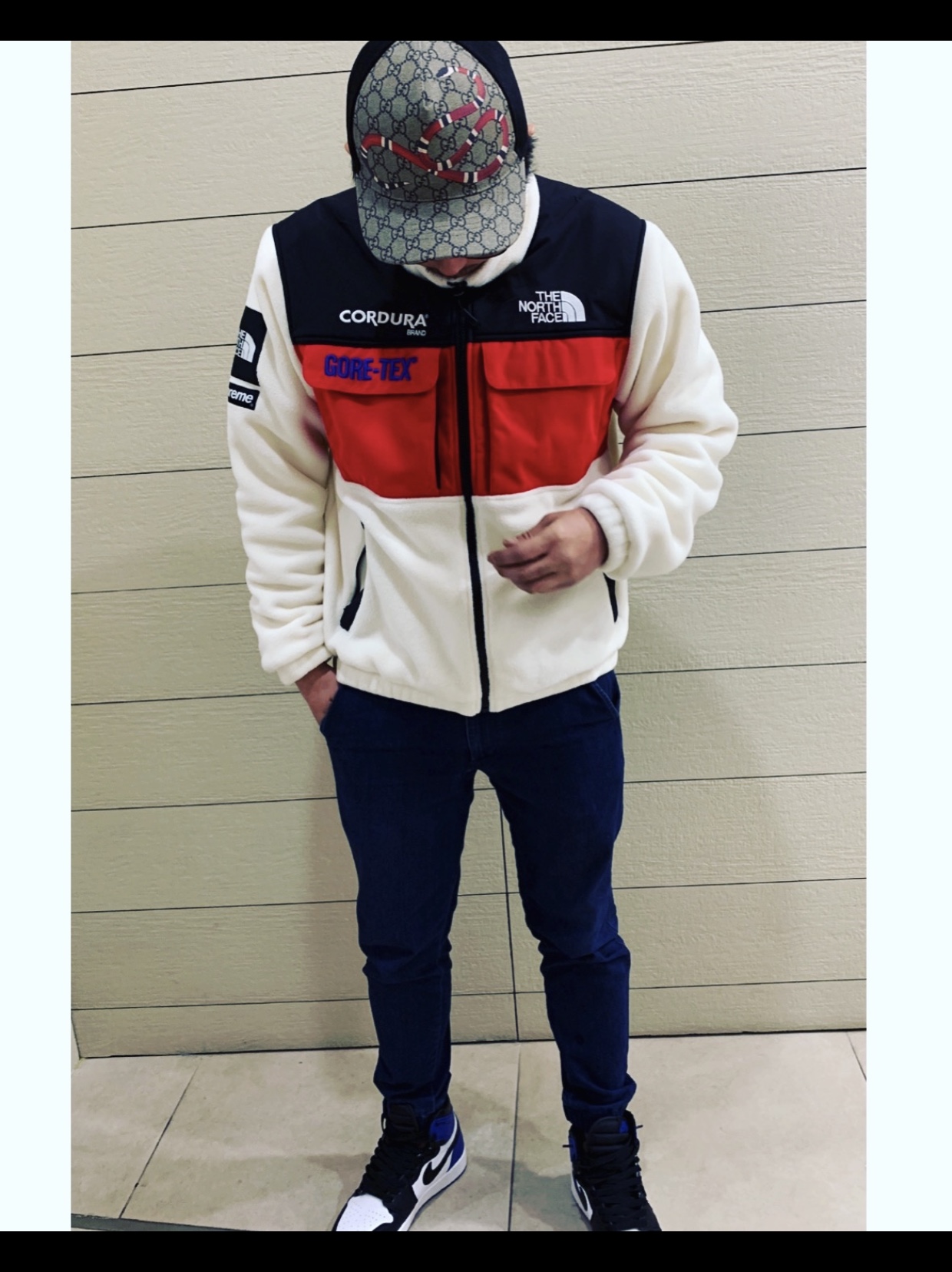 Supreme x The North Face Expedition Fleece Jacket White - 18FW, Jordan 1 x Fragment Retro High OG 착용 스타일