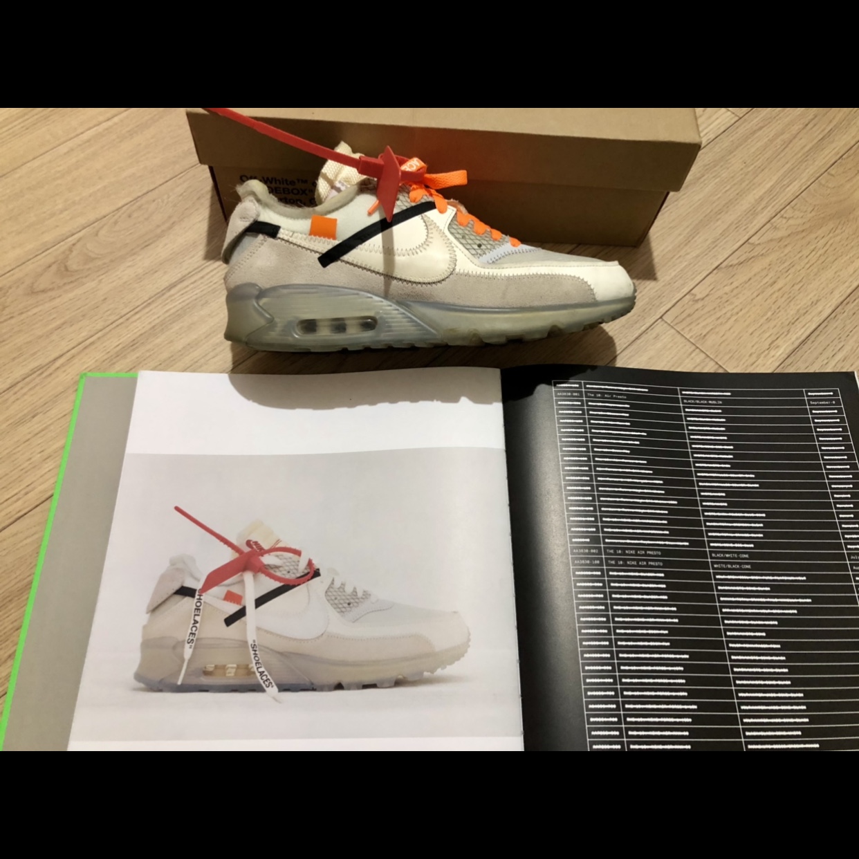 Jordan 5 x Off-White Retro SP Sail Fire Red, Nike x Off-White Air Max 90 The Ten 착용 스타일 - 3
