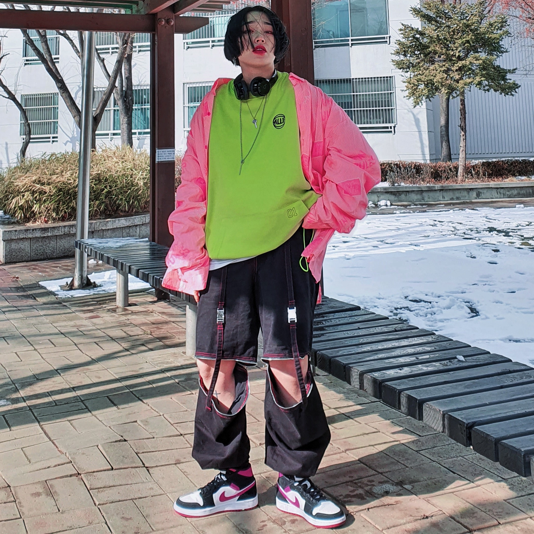 (W) Jordan 1 Mid Cactus Flower 착용 스타일 - 3