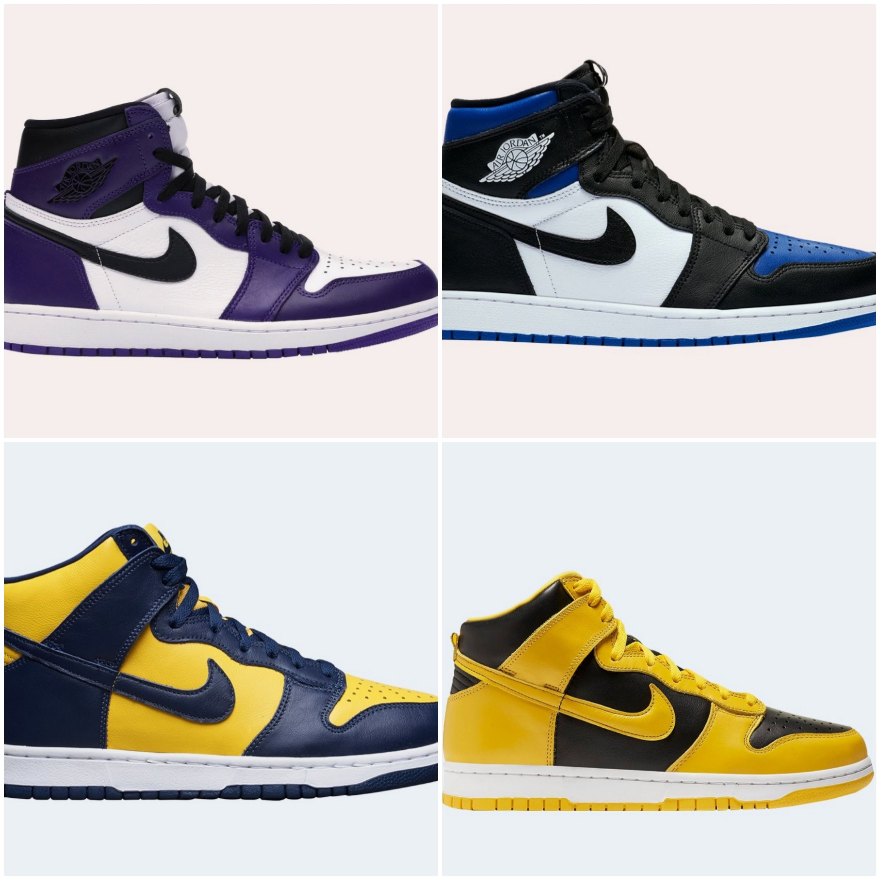 Jordan 1 Retro High OG Court Purple 2020, Jordan 1 Retro High OG Royal Toe 착용 스타일