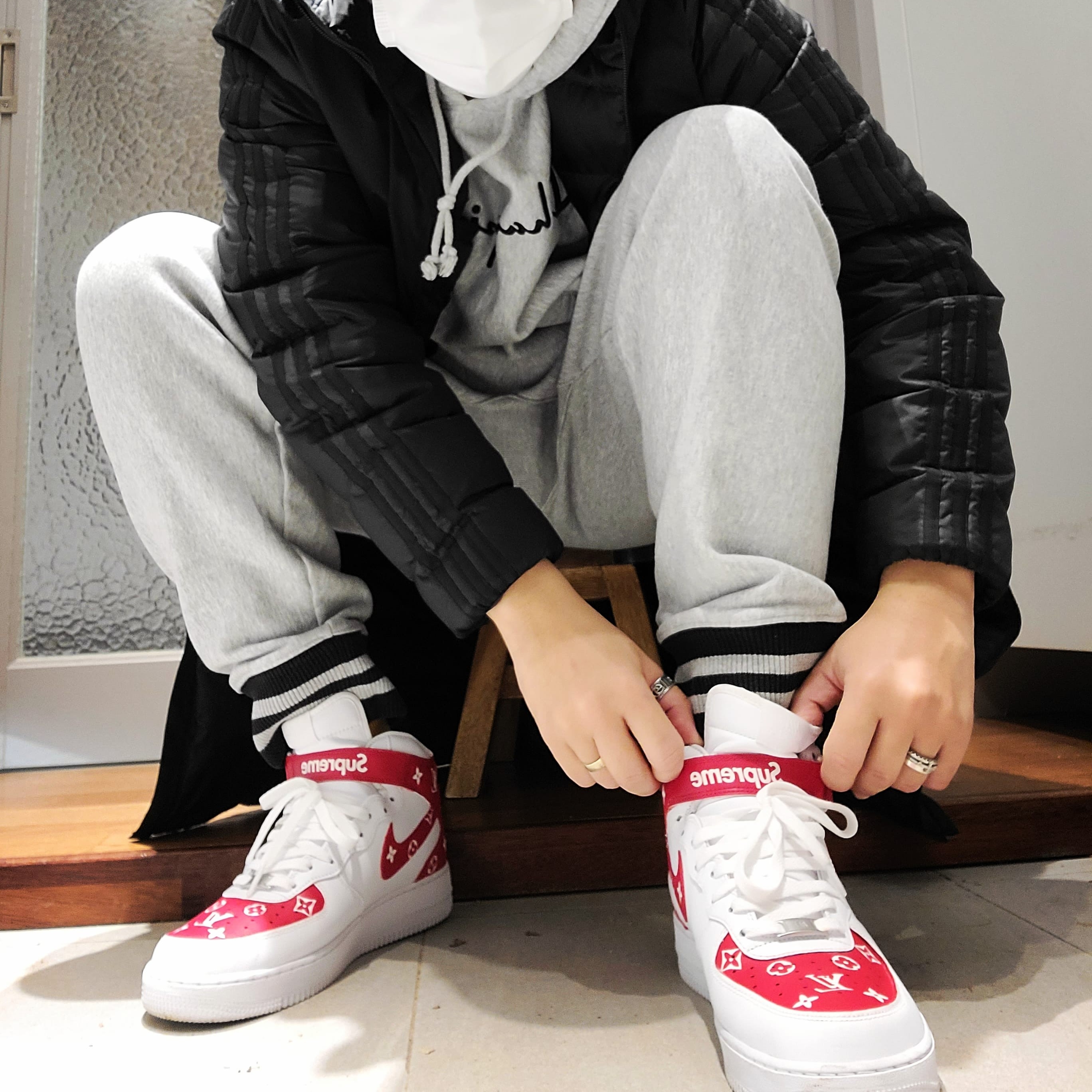 Nike Air Force 1 High Sheed Triple White 착용 스타일