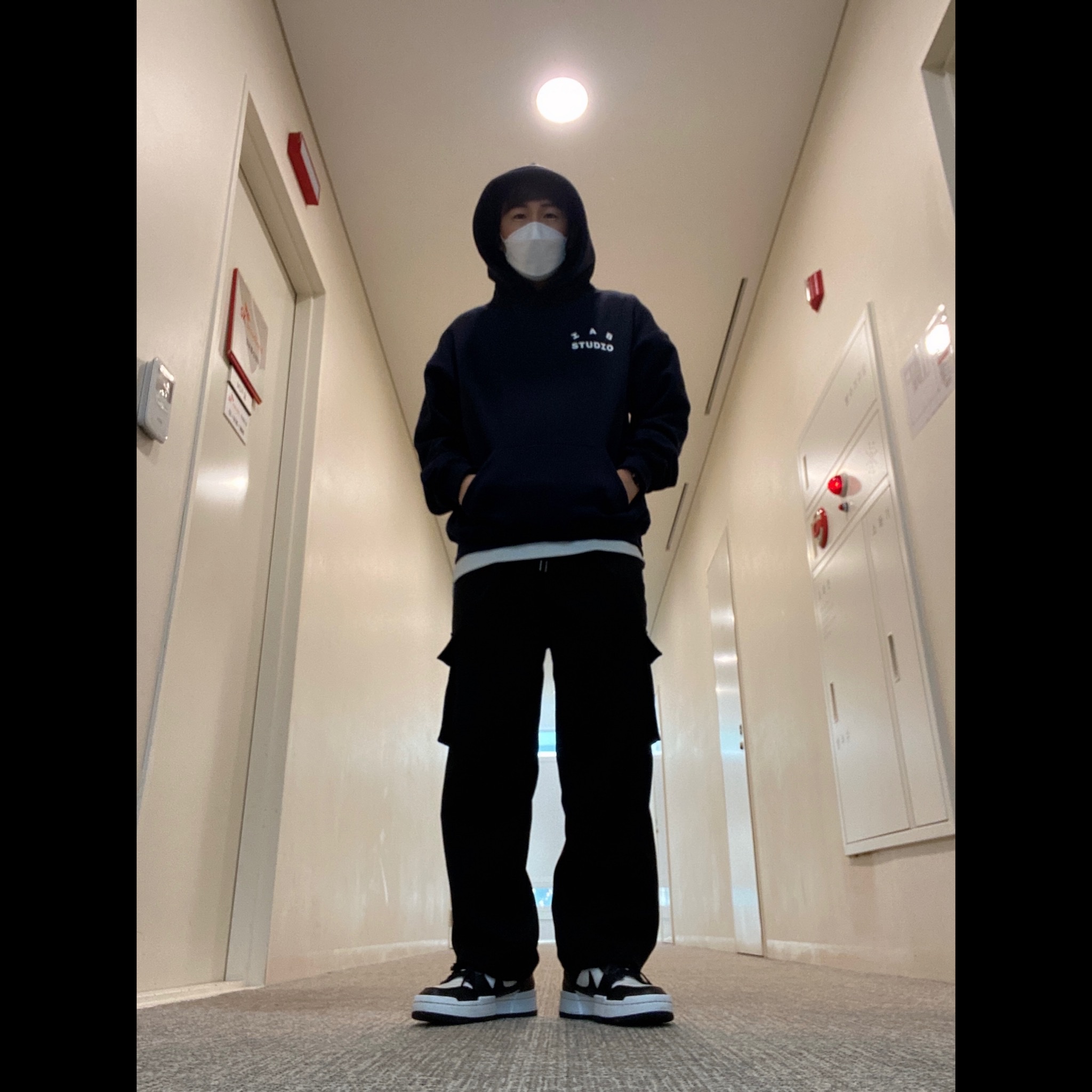 IAB Studio Hoodie Navy - 21SS, (W) Nike Dunk Low Disrupt Black White 착용 스타일 - 2