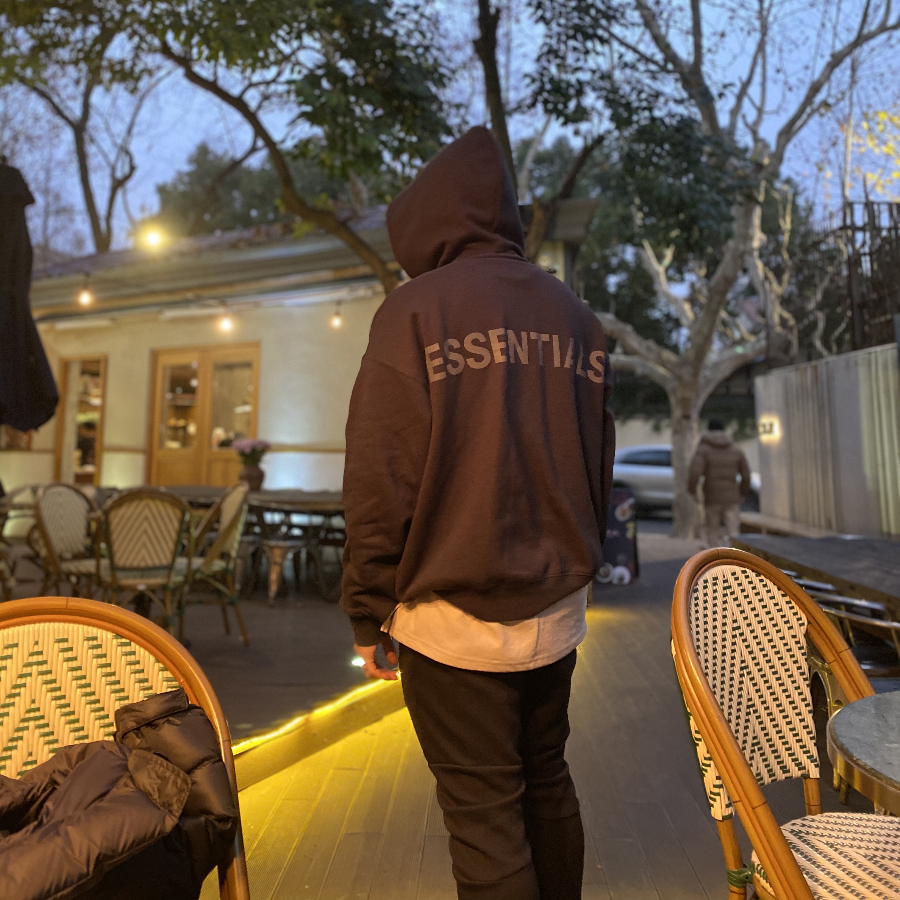 Essentials 3D Silicon Applique Pullover Hoodie Dark Slate/Black 2020 착용 스타일