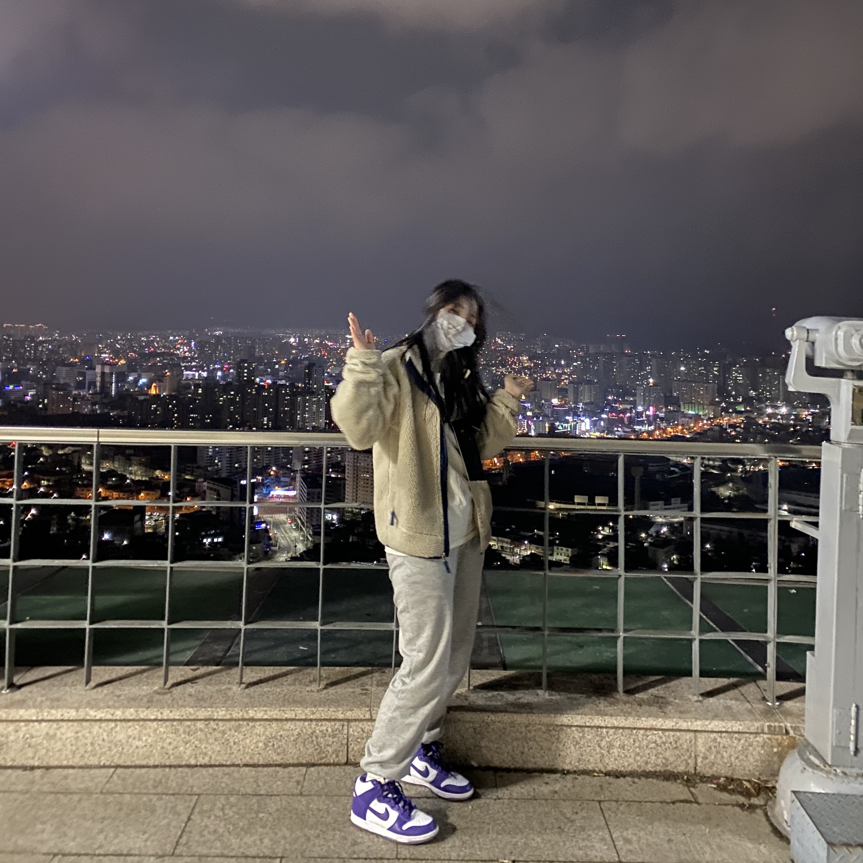(W) Nike Dunk High SP Varsity Purple 착용 스타일