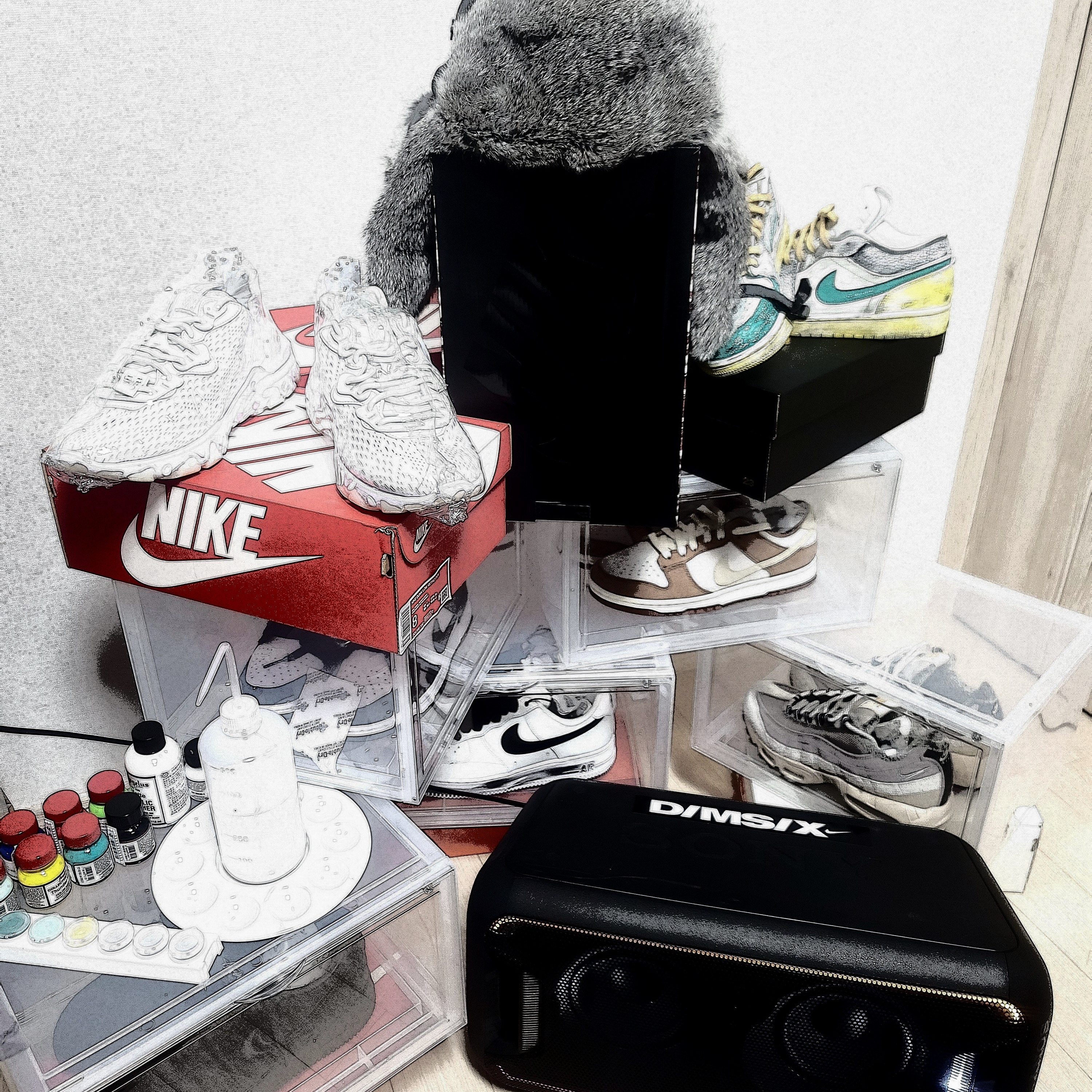 Nike Dunk Low Pro Premium Medium Curry, Nike x Peaceminusone Air Force 1 Low Para-Noise 2.0 착용 스타일