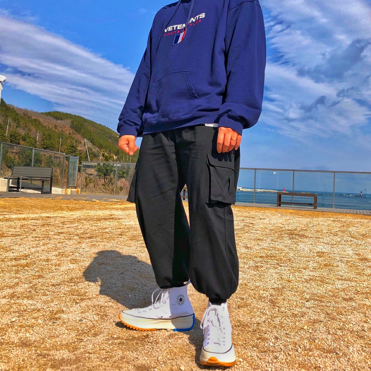 Converse x JW Anderson Run Star Hike Hi White 착용 스타일